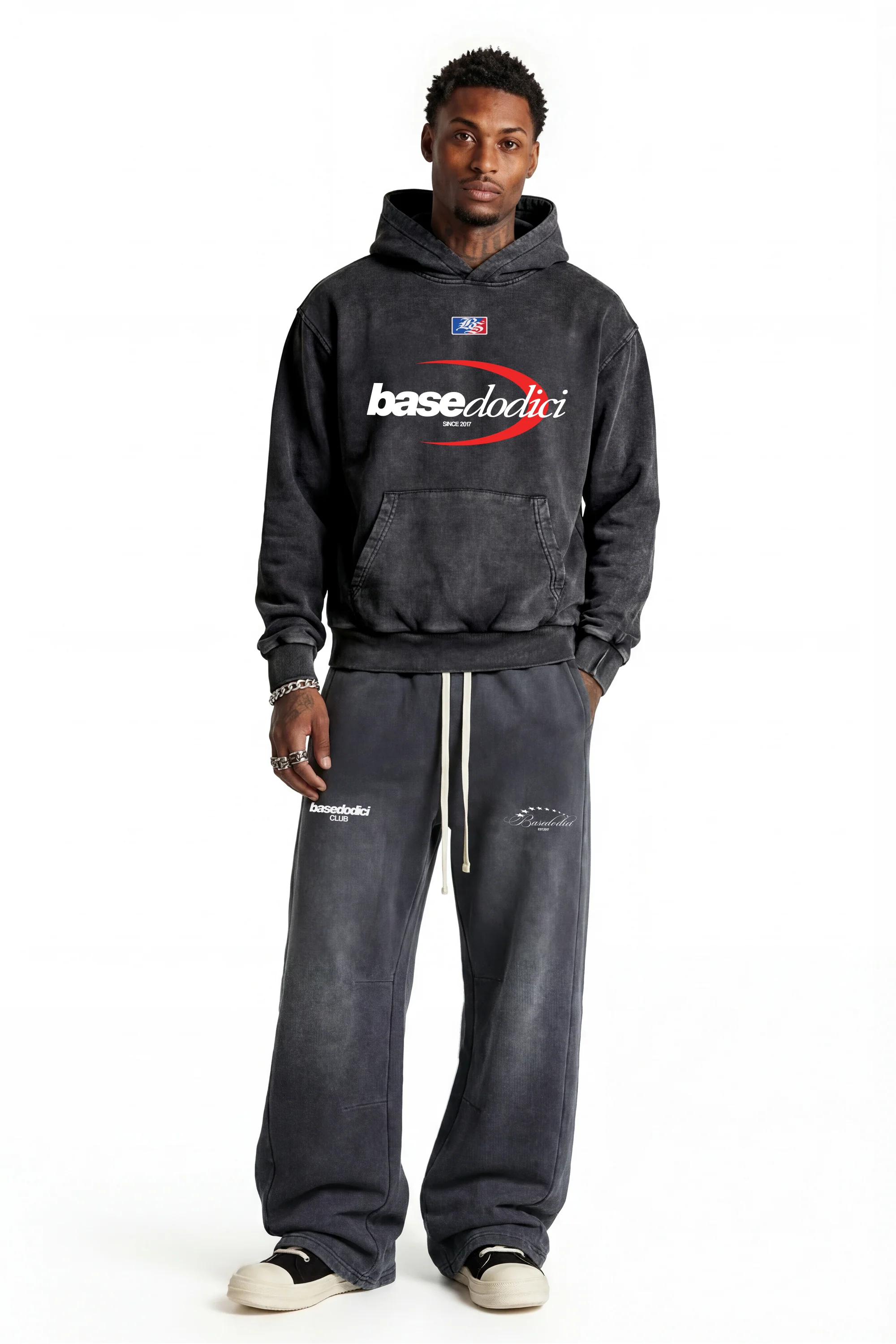 Hoodie "FOR DREAMERS" Logo Stone Washed Dark - Image 5