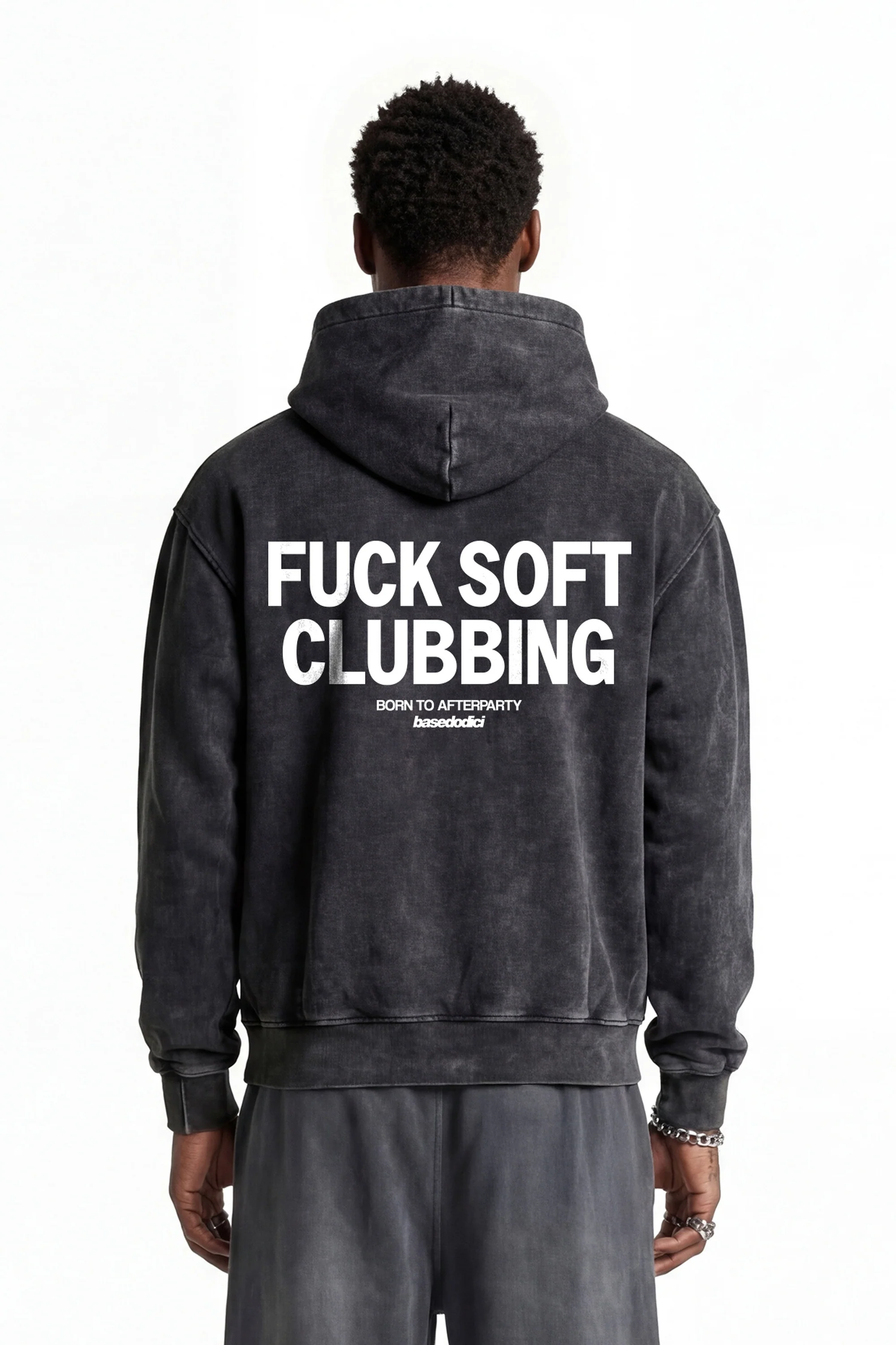 Hoodie "FOR DREAMERS" SoftClubbing Stone Washed Dark