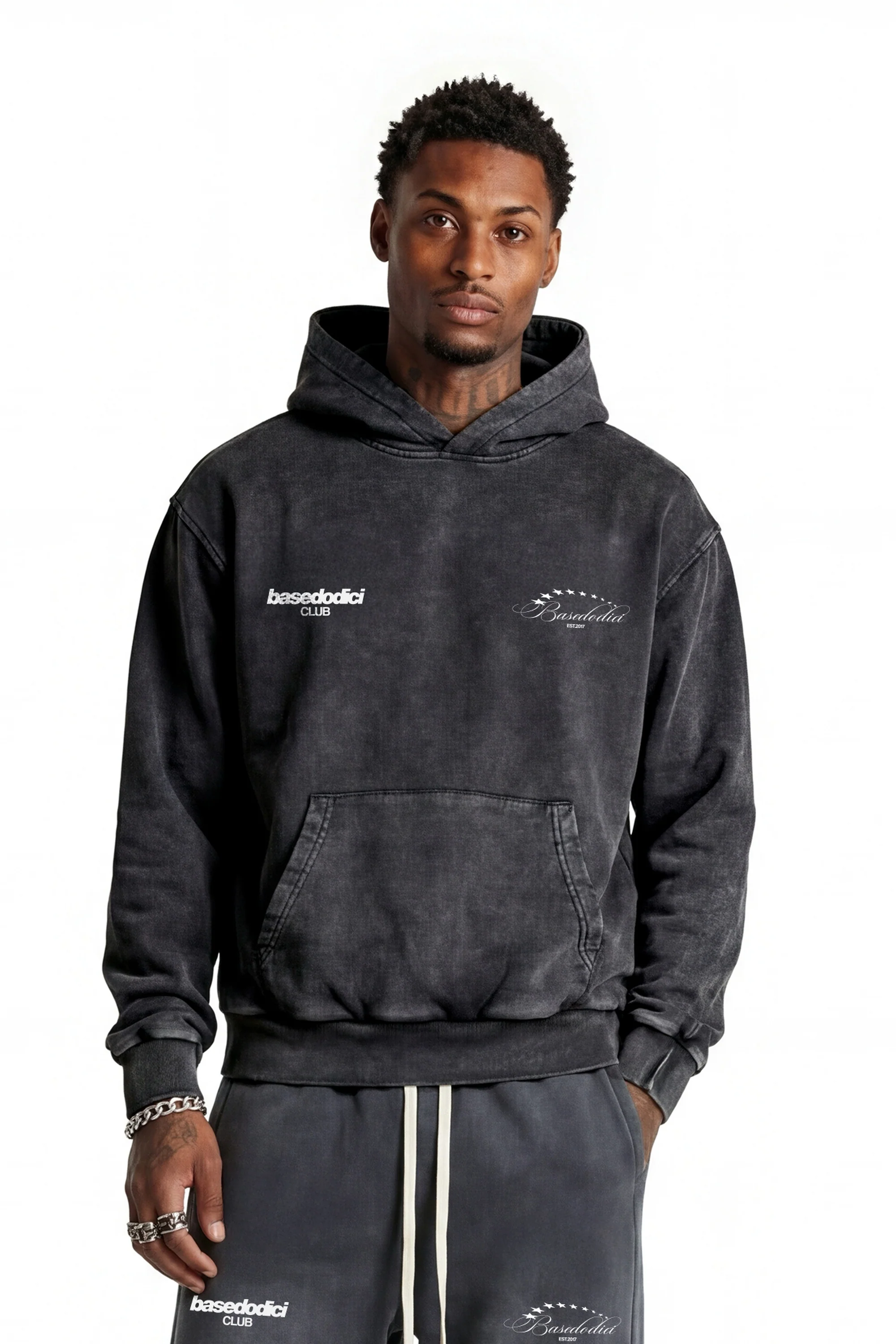 Hoodie "FOR DREAMERS" SoftClubbing Stone Washed Dark - Image 3