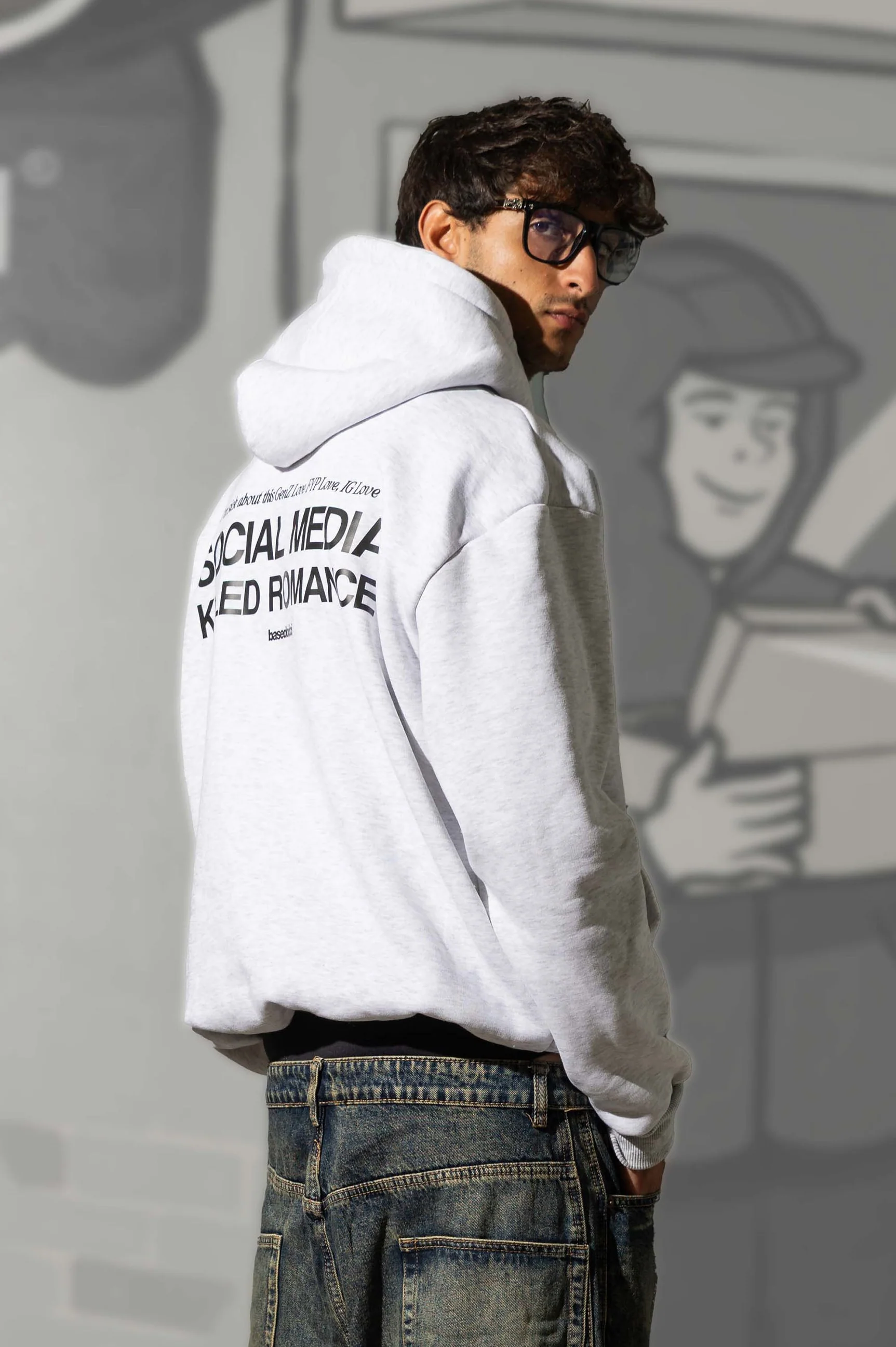 Hoodie "KILLED ROMANCE" AshGrey/Black - Image 3