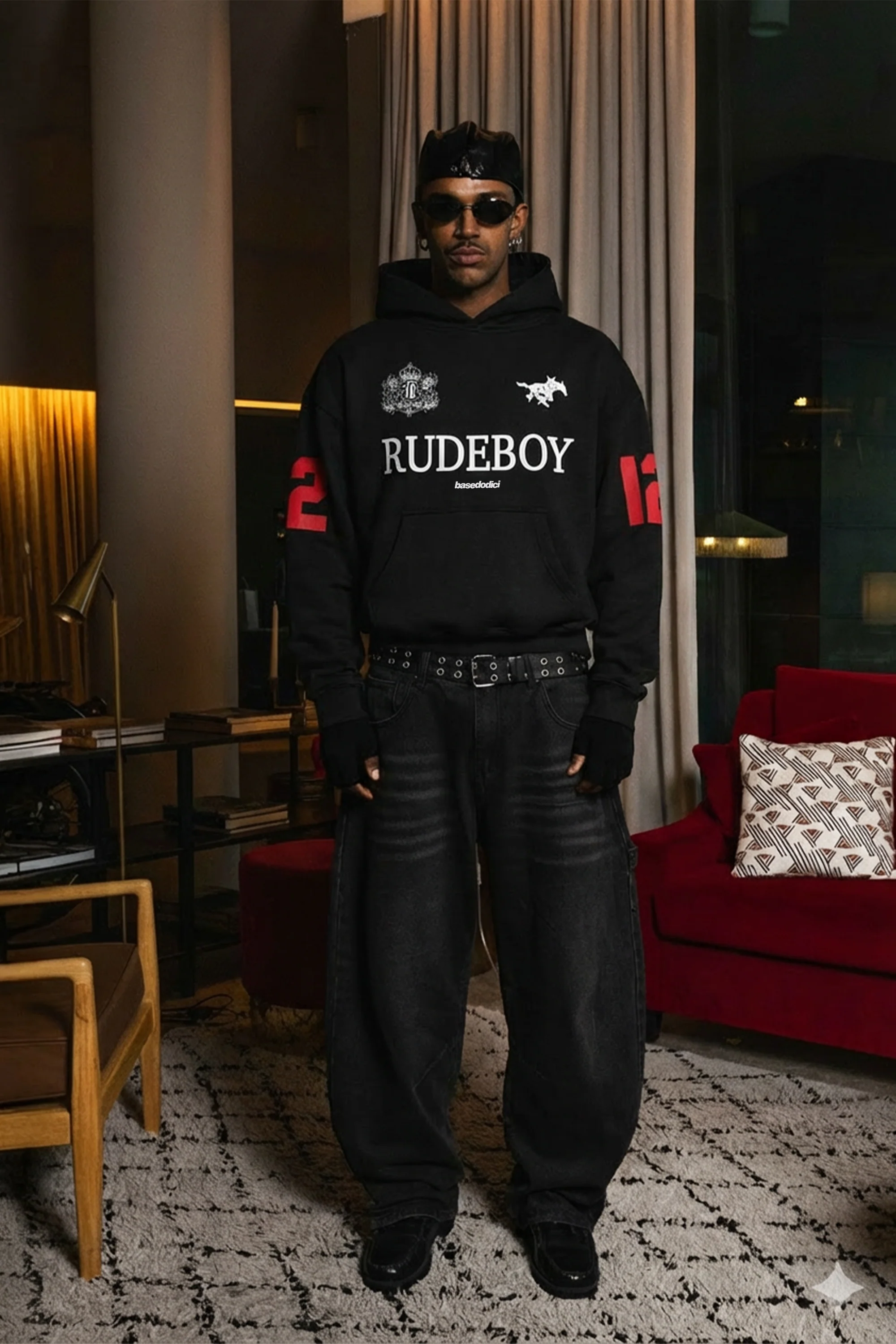 Hoodie "RUDEBOY LDN" 12 Black - Image 2