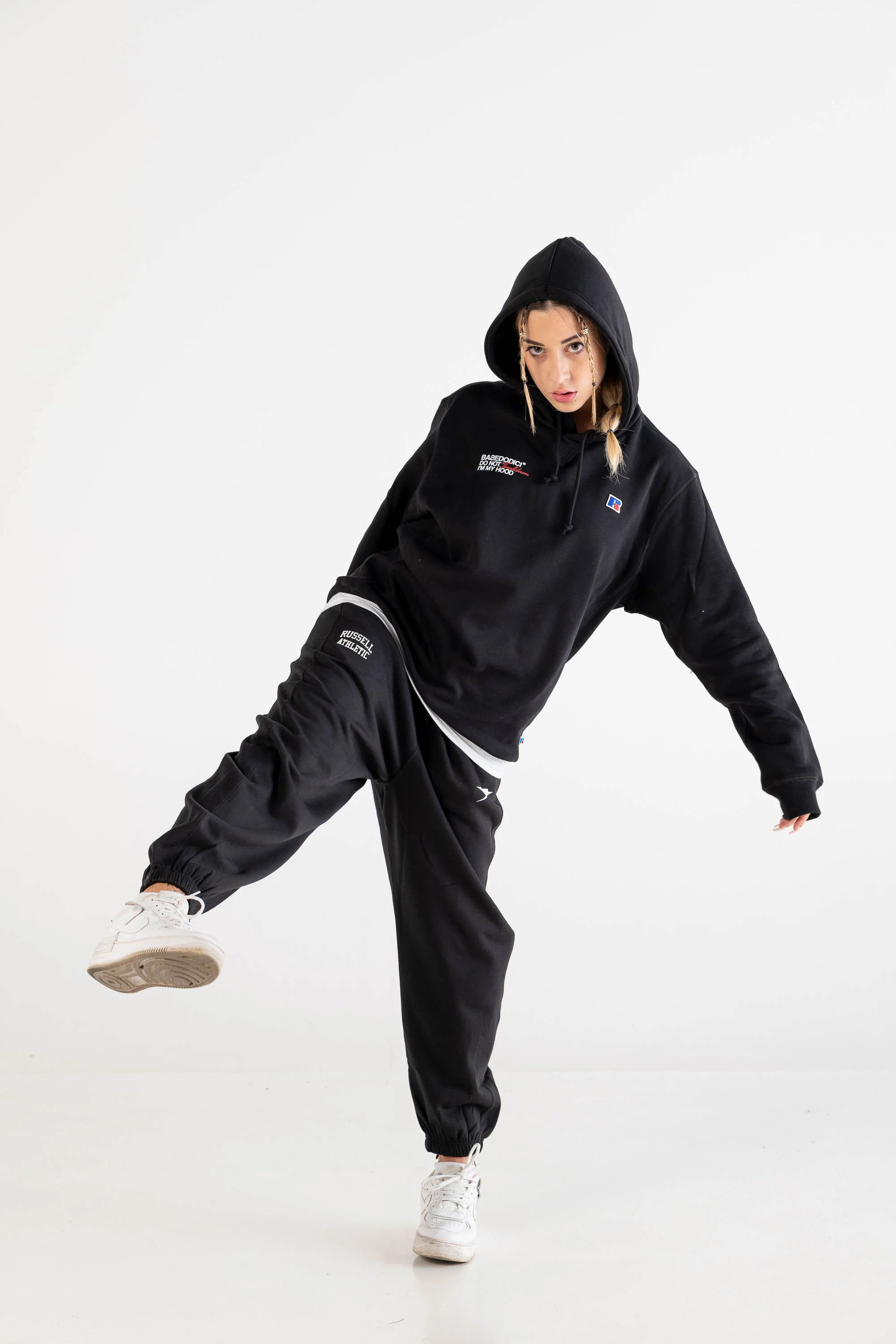 Hoodie “RUSSELLxBASEDODICI" Collab Logo Black - Image 9