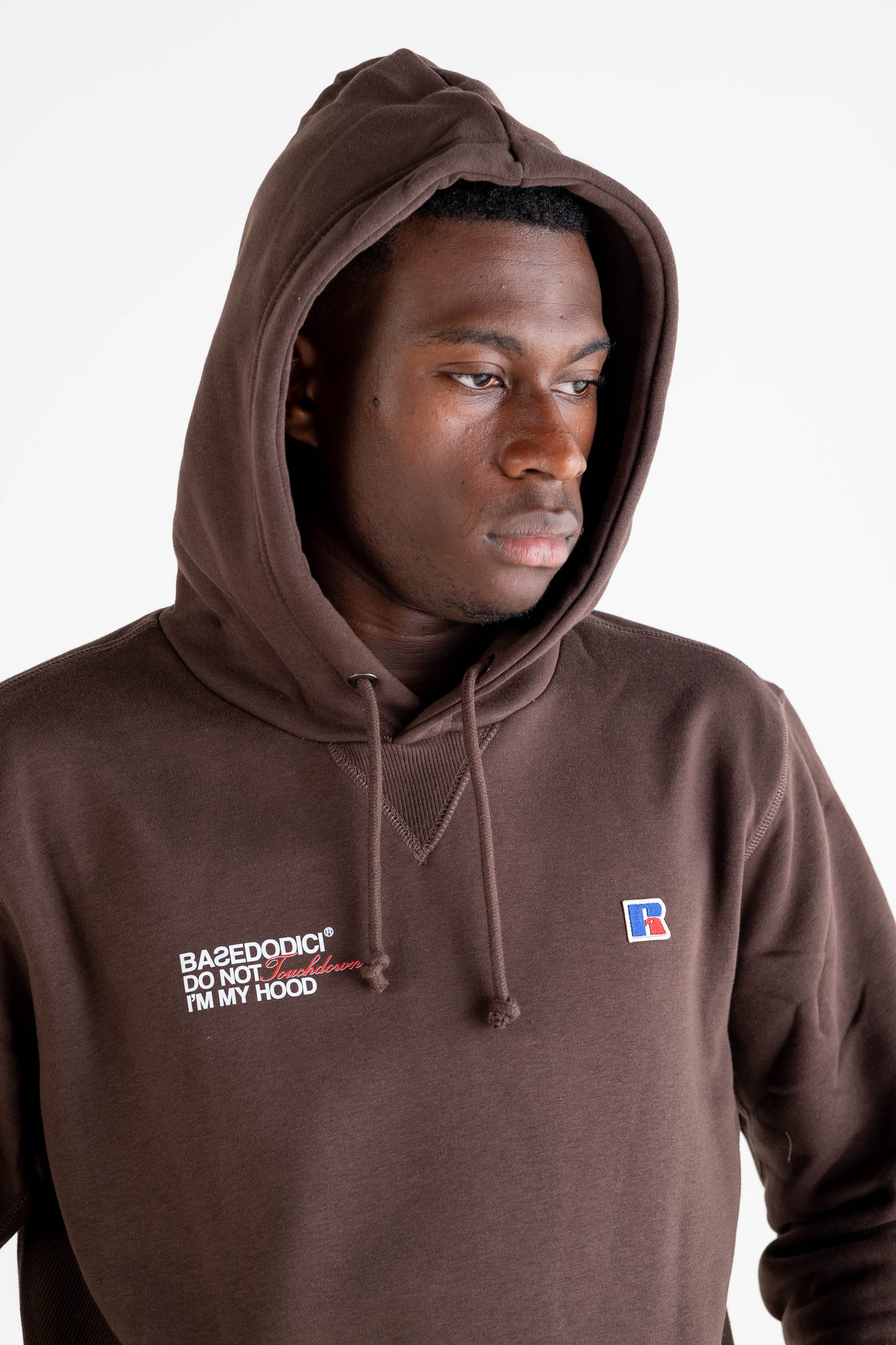 Hoodie “RUSSELLxBASEDODICI" Collab Logo Brown - Image 11