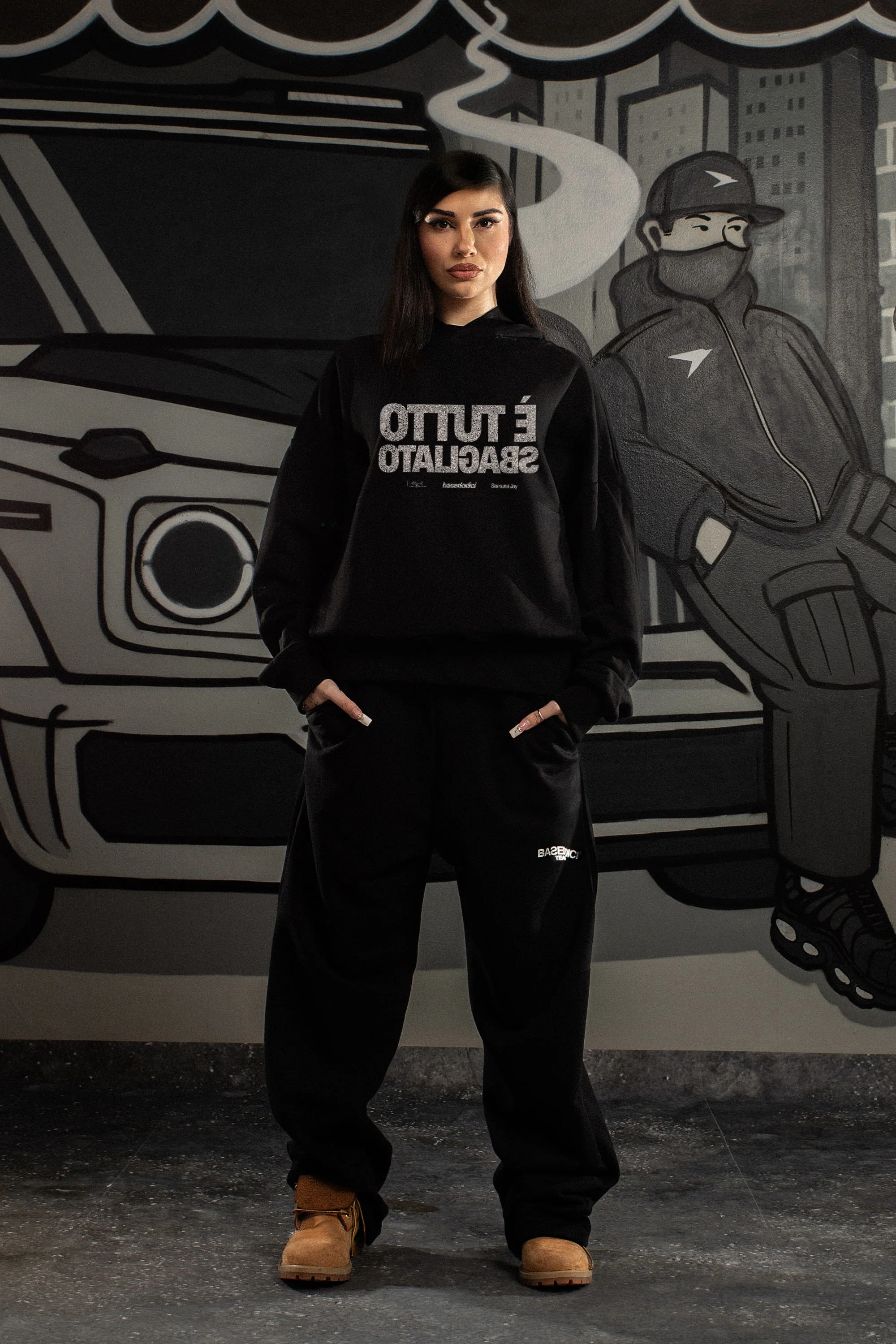 Hoodie "SAMURAIJAYxBASEDODICI" TuttoSbagliato Black/Glitter - Image 5