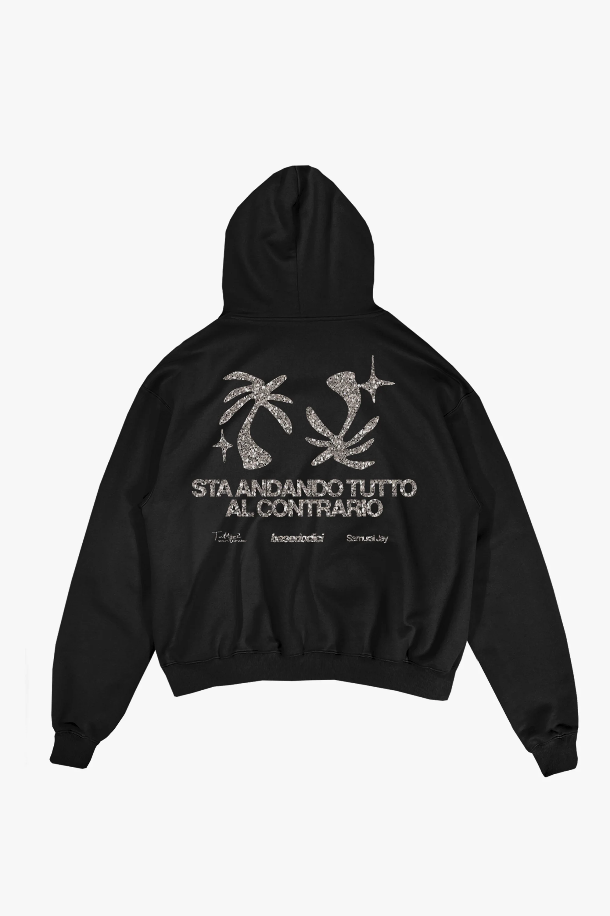 Hoodie "SAMURAIJAYxBASEDODICI" TuttoSbagliato Black/Glitter - Image 7