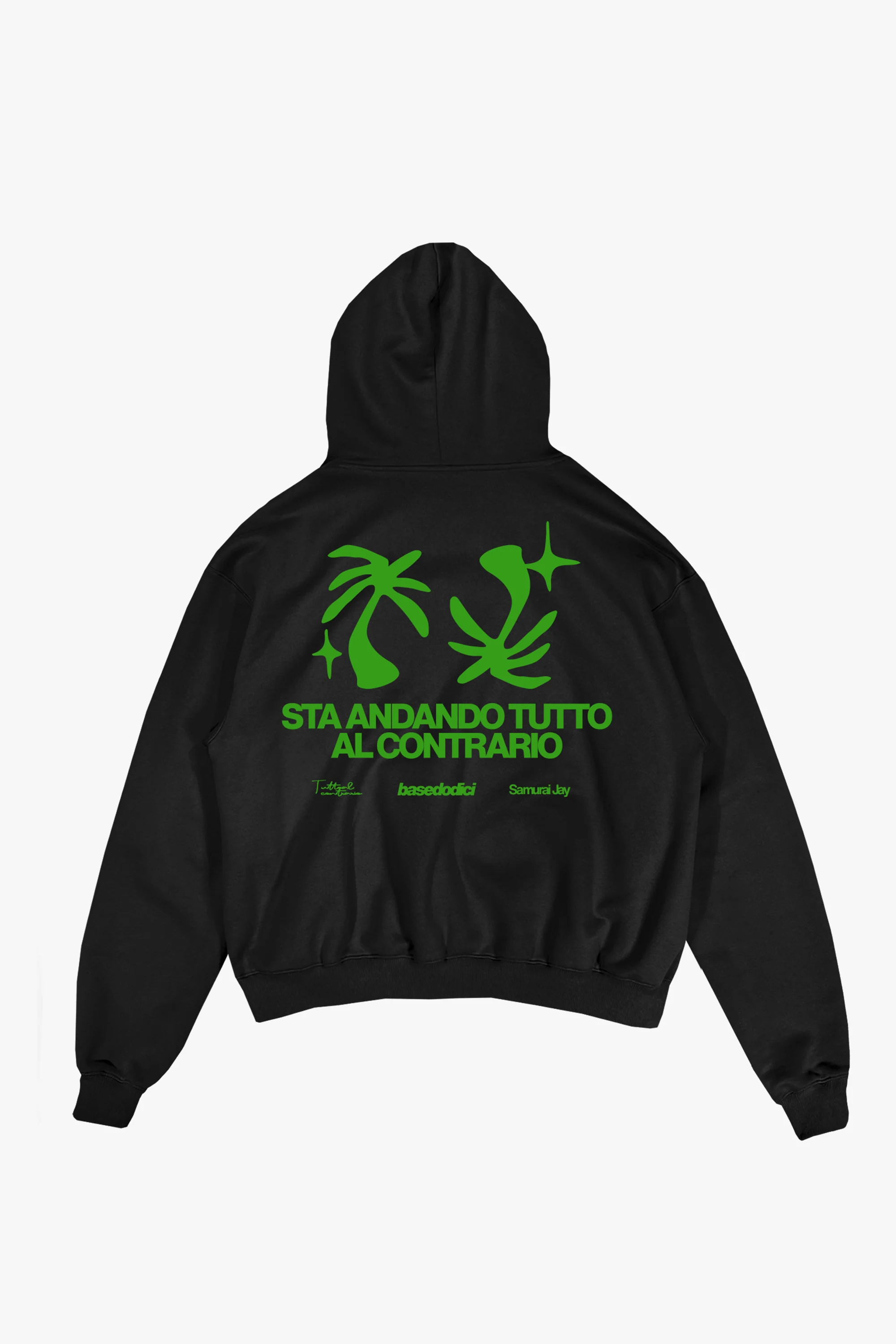 Hoodie "SAMURAIJAYxBASEDODICI" TuttoSbagliato Black/Green - Image 6