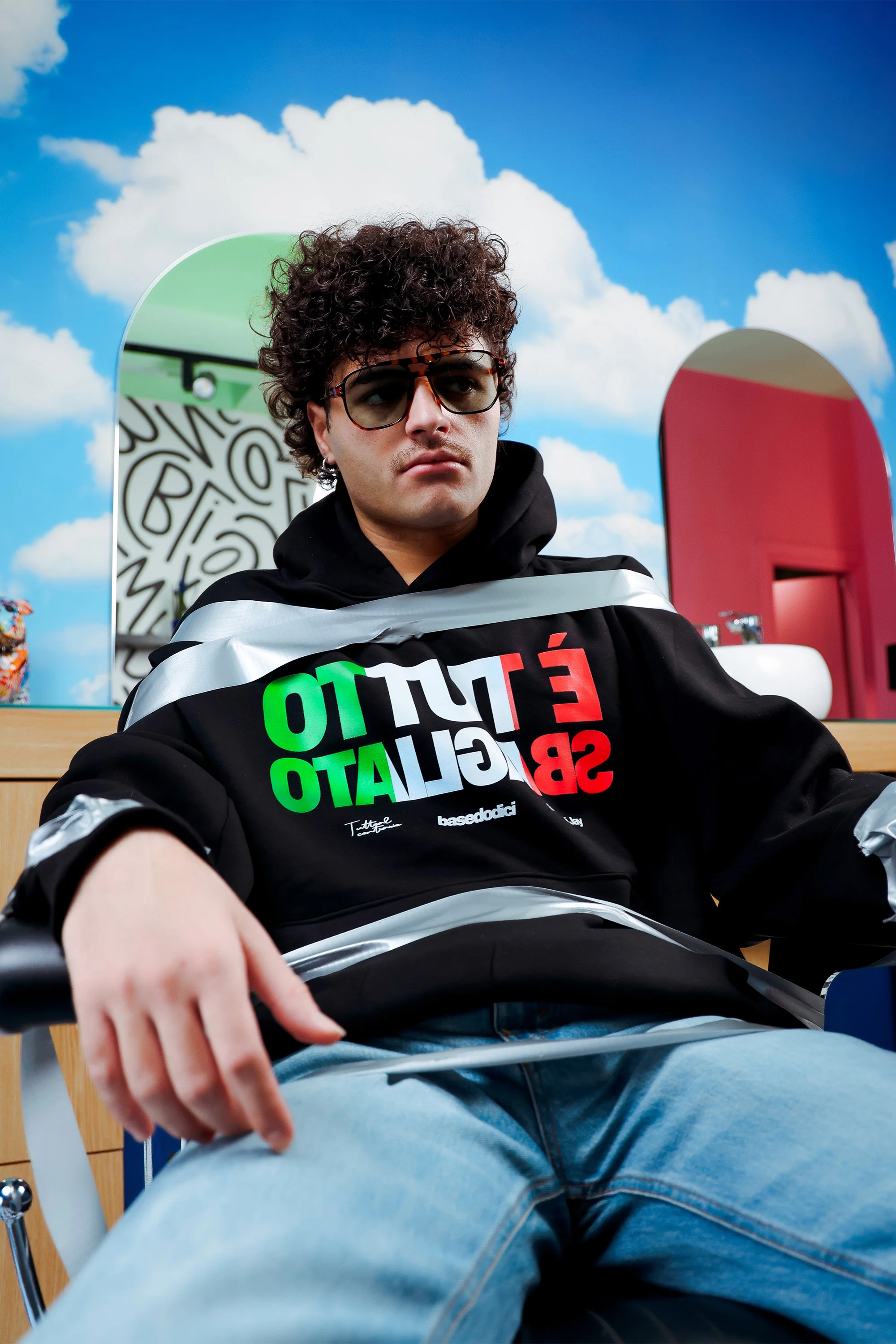 Hoodie "SAMURAIJAYxBASEDODICI" TuttoSbagliato Black/ITA - Image 3