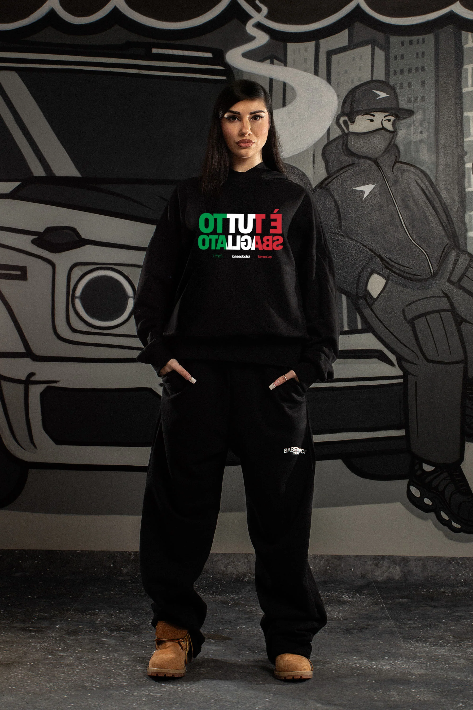 Hoodie "SAMURAIJAYxBASEDODICI" TuttoSbagliato Black/ITA - Image 8