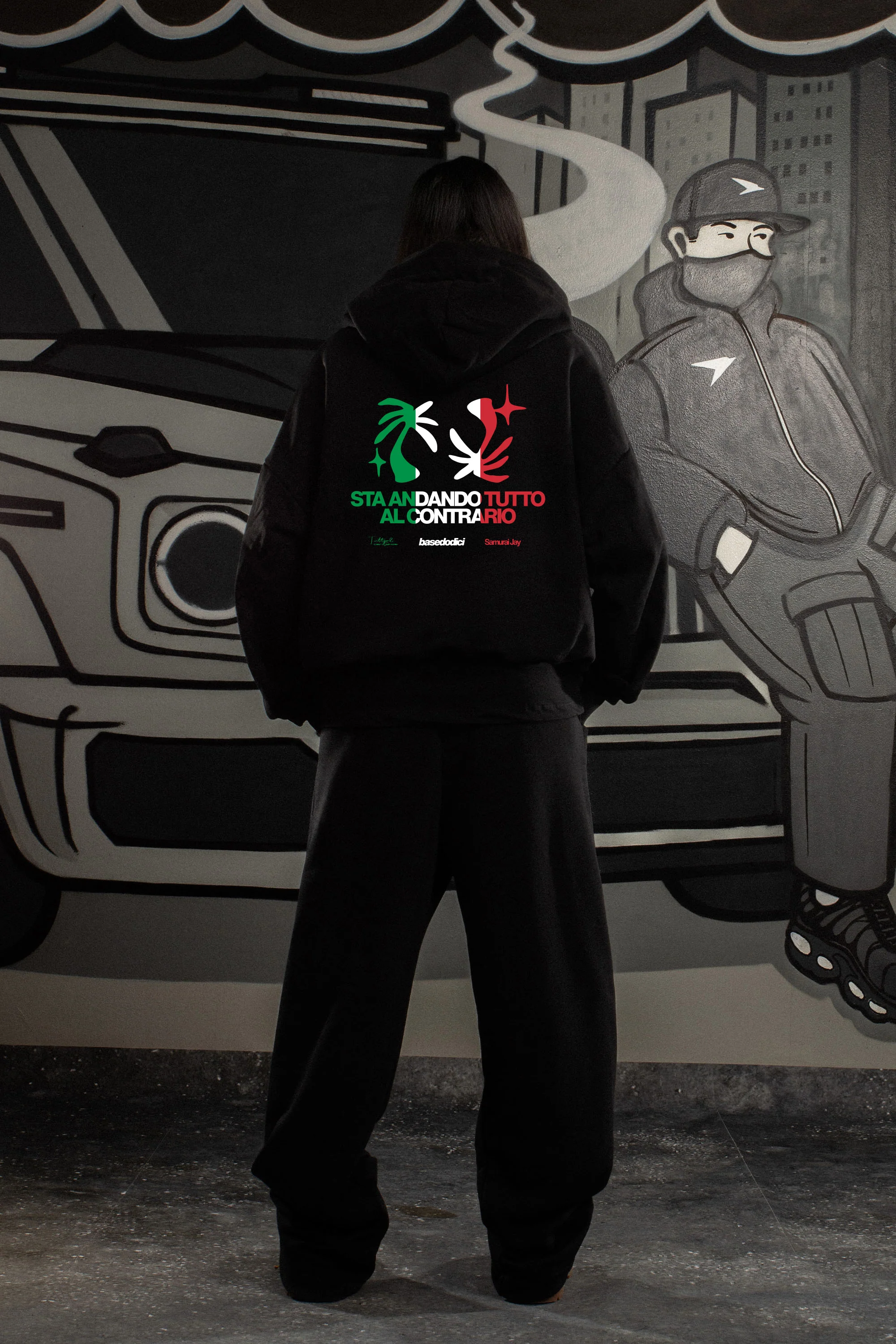 Hoodie "SAMURAIJAYxBASEDODICI" TuttoSbagliato Black/ITA - Image 9