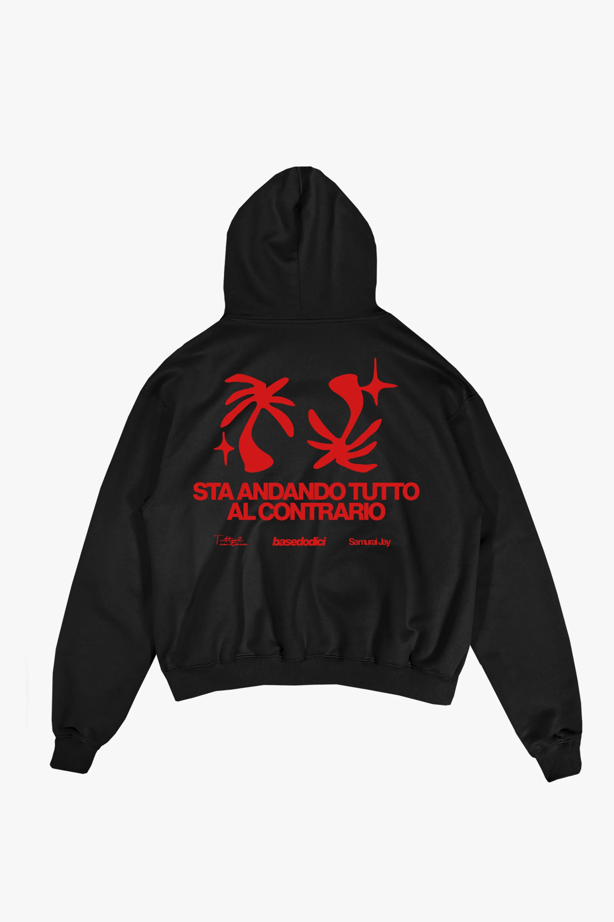 Hoodie "SAMURAIJAYxBASEDODICI" TuttoSbagliato Black/Red - Image 10