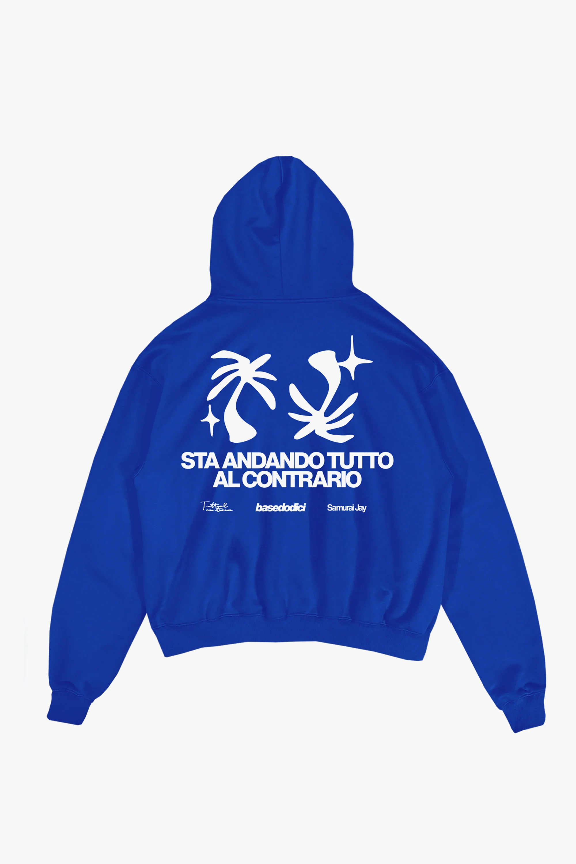 Hoodie "SAMURAIJAYxBASEDODICI" TuttoSbagliato Blue/White - Image 10