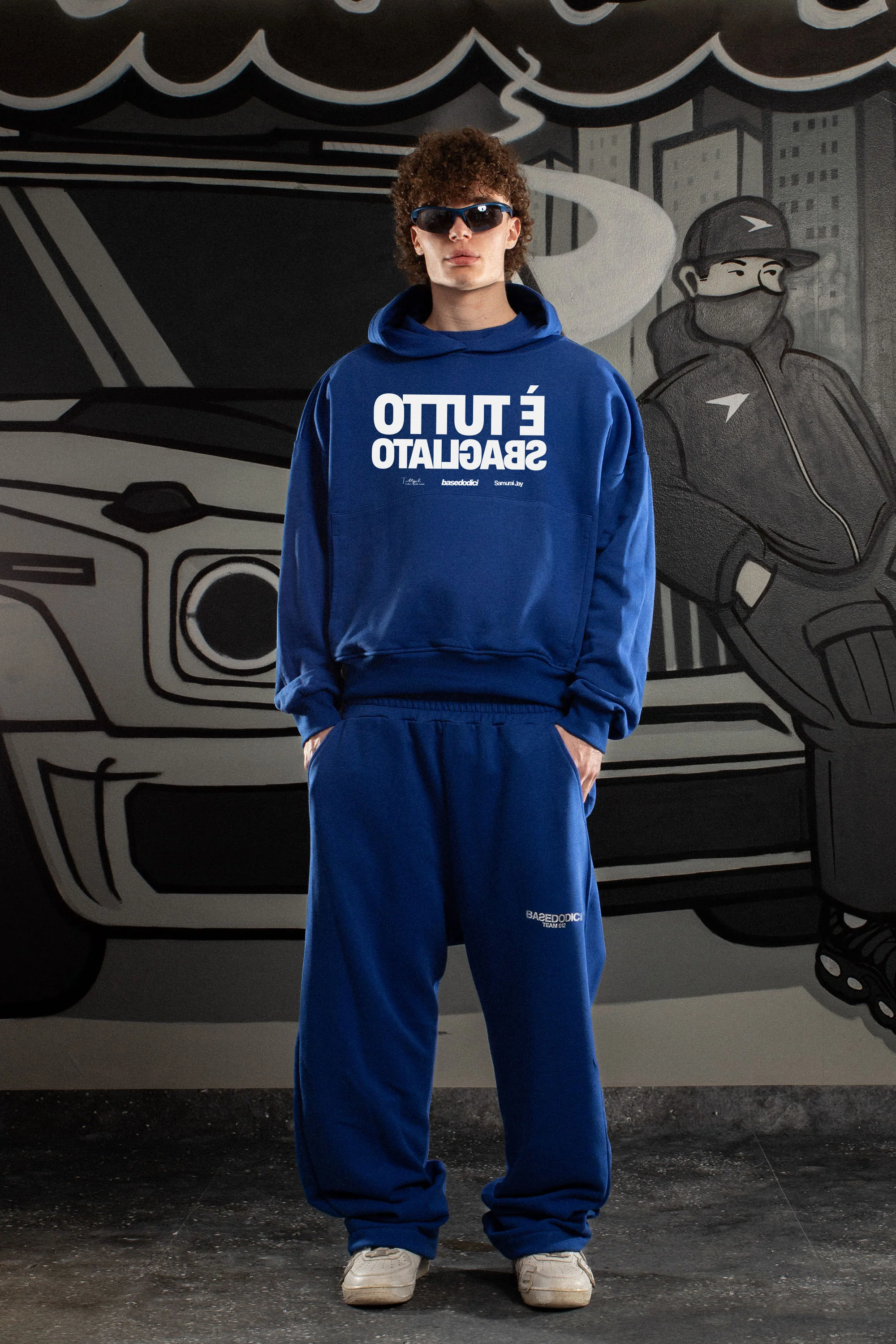 Hoodie "SAMURAIJAYxBASEDODICI" TuttoSbagliato Blue/White - Image 8