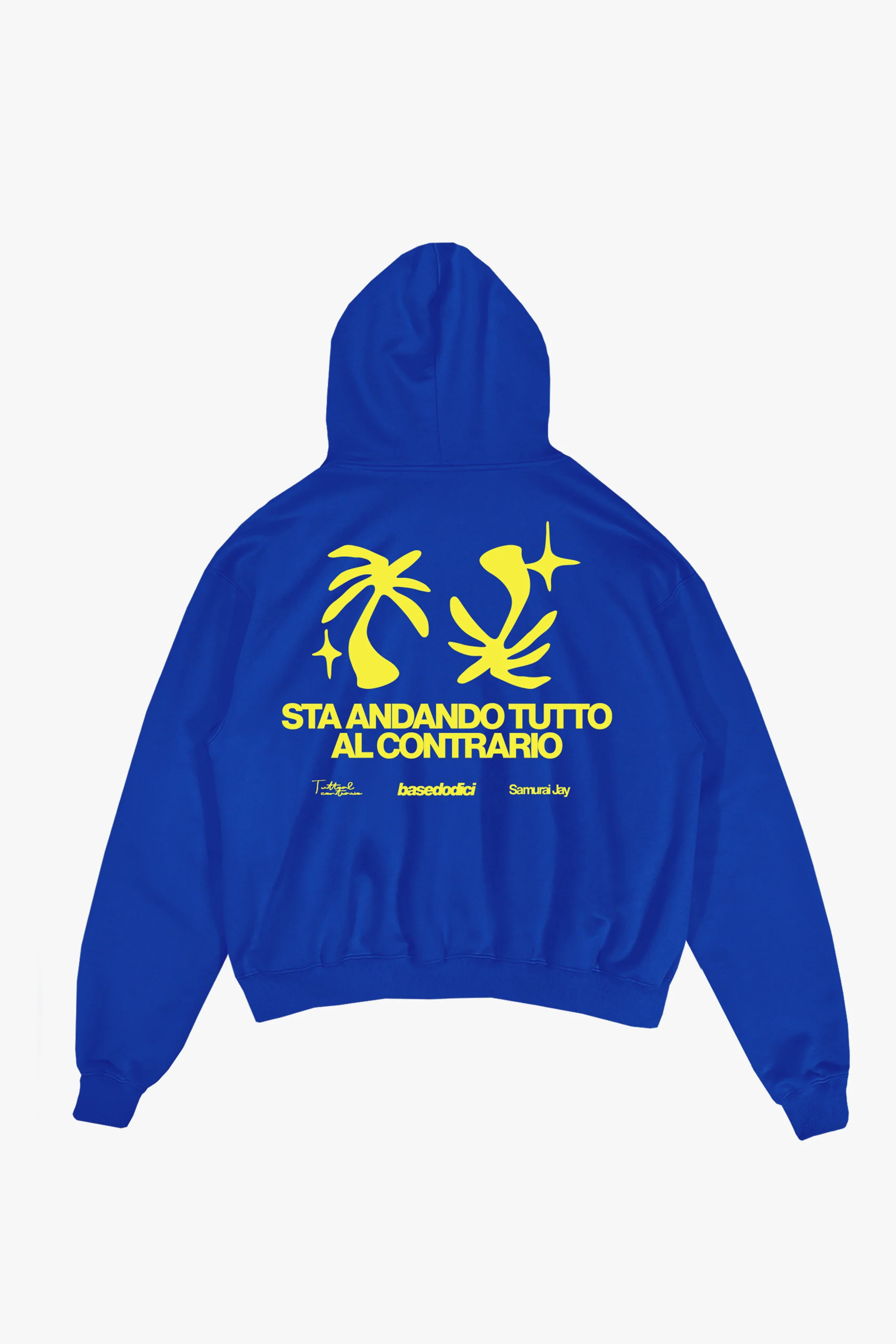Hoodie "SAMURAIJAYxBASEDODICI" TuttoSbagliato Blue/Yellow - Image 6