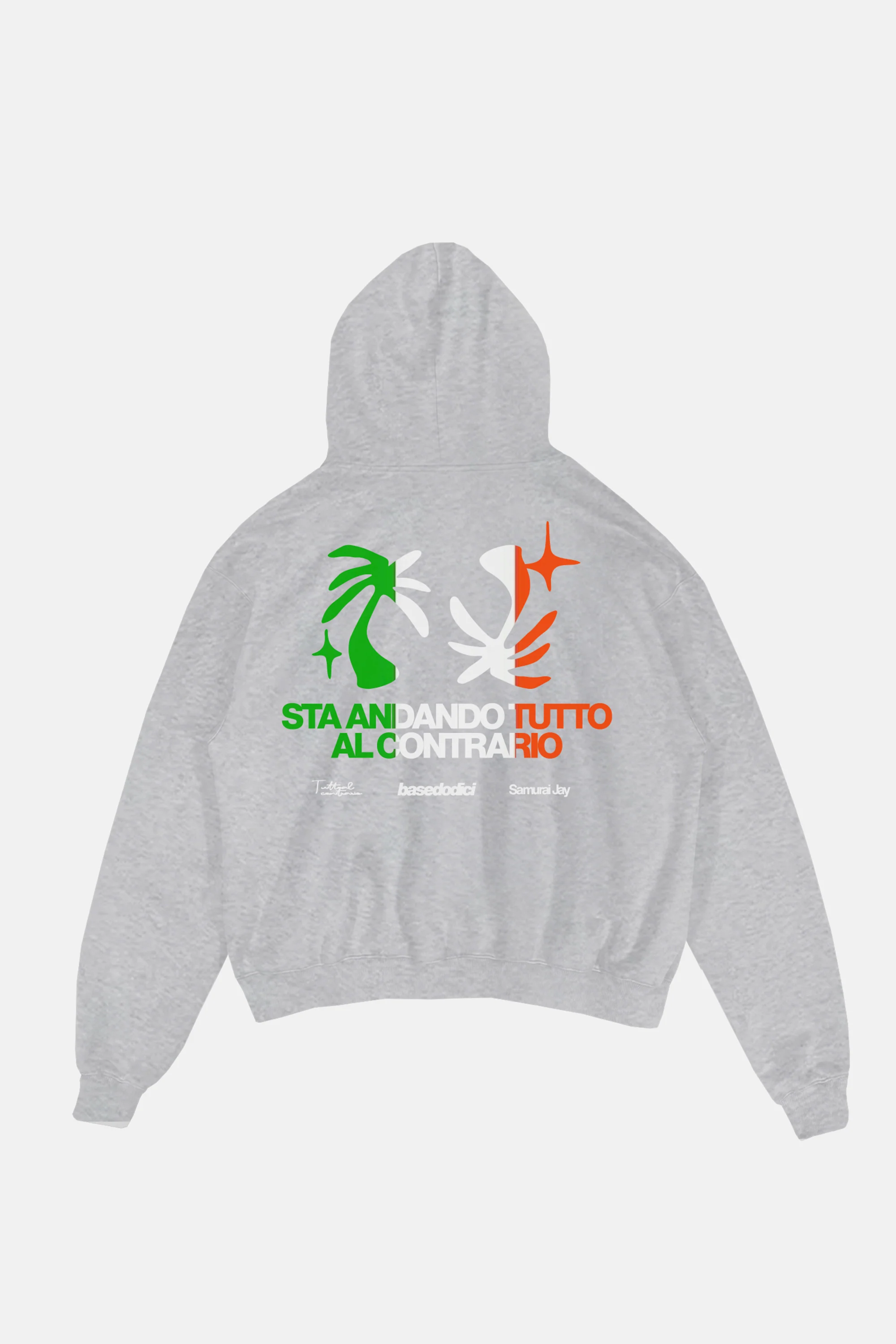 Hoodie "SAMURAIJAYxBASEDODICI" TuttoSbagliato Grey/ITA - Image 2