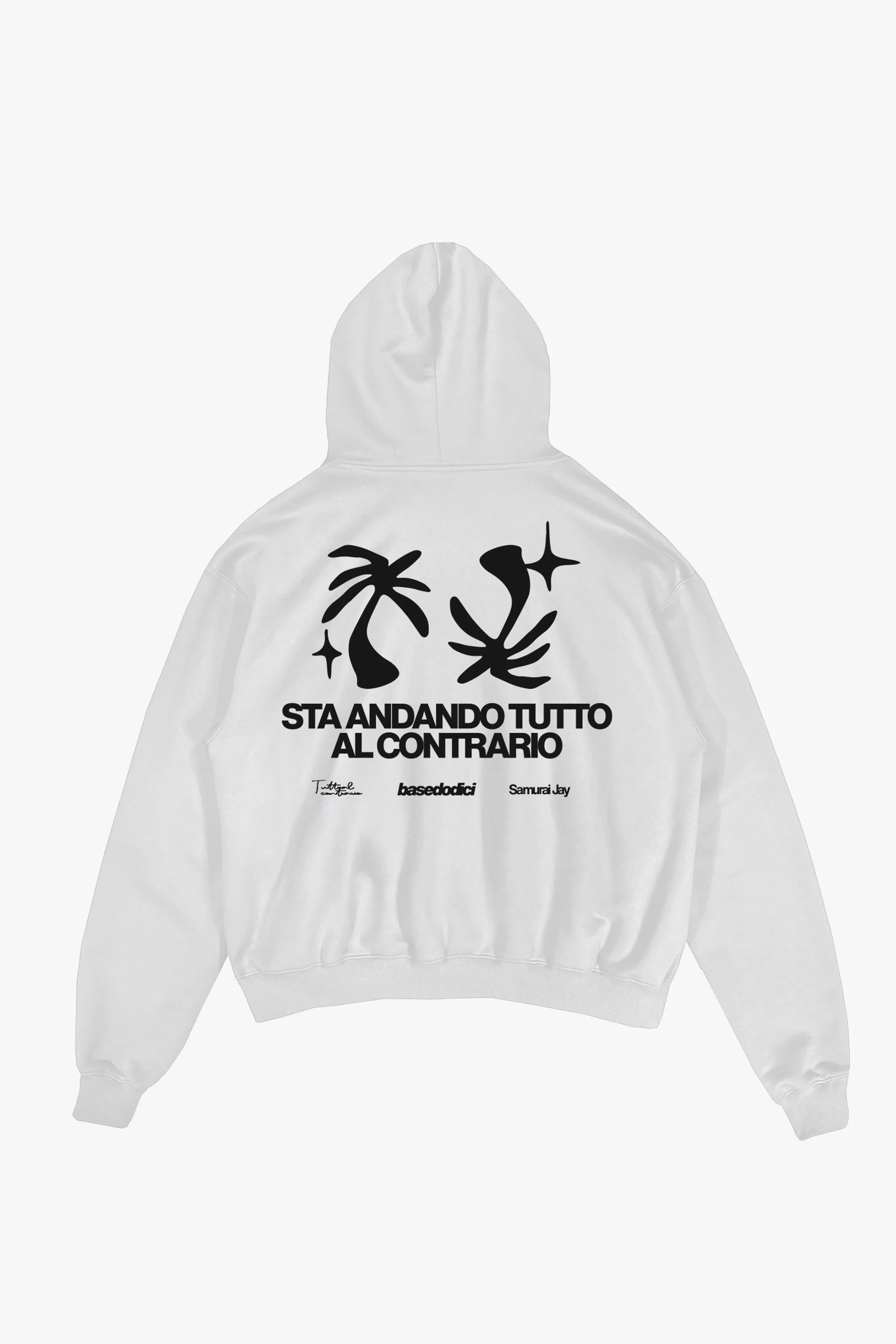 Hoodie "SAMURAIJAYxBASEDODICI" TuttoSbagliato White/Black - Image 6