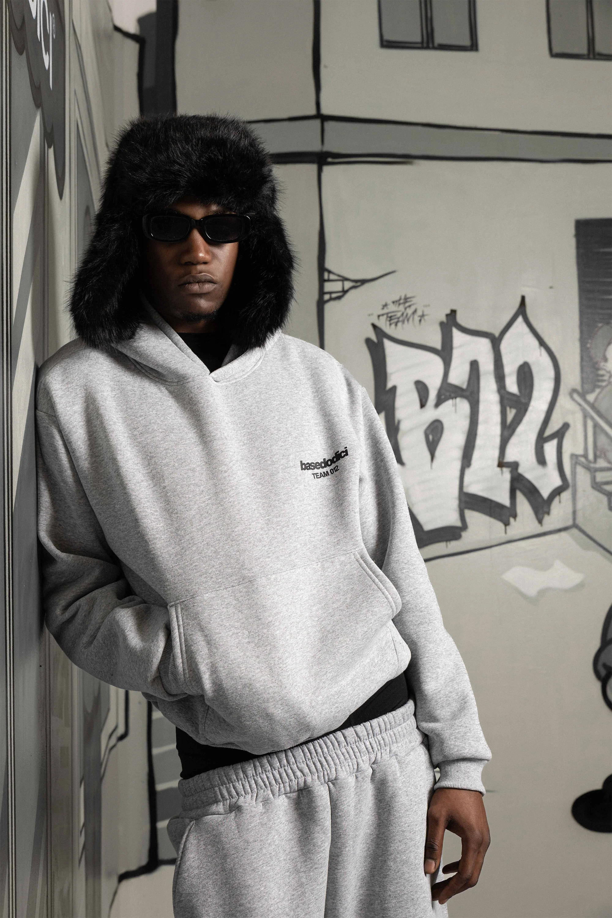 Hoodie "TEAM012" Back 12 AshGrey/Black - Image 3
