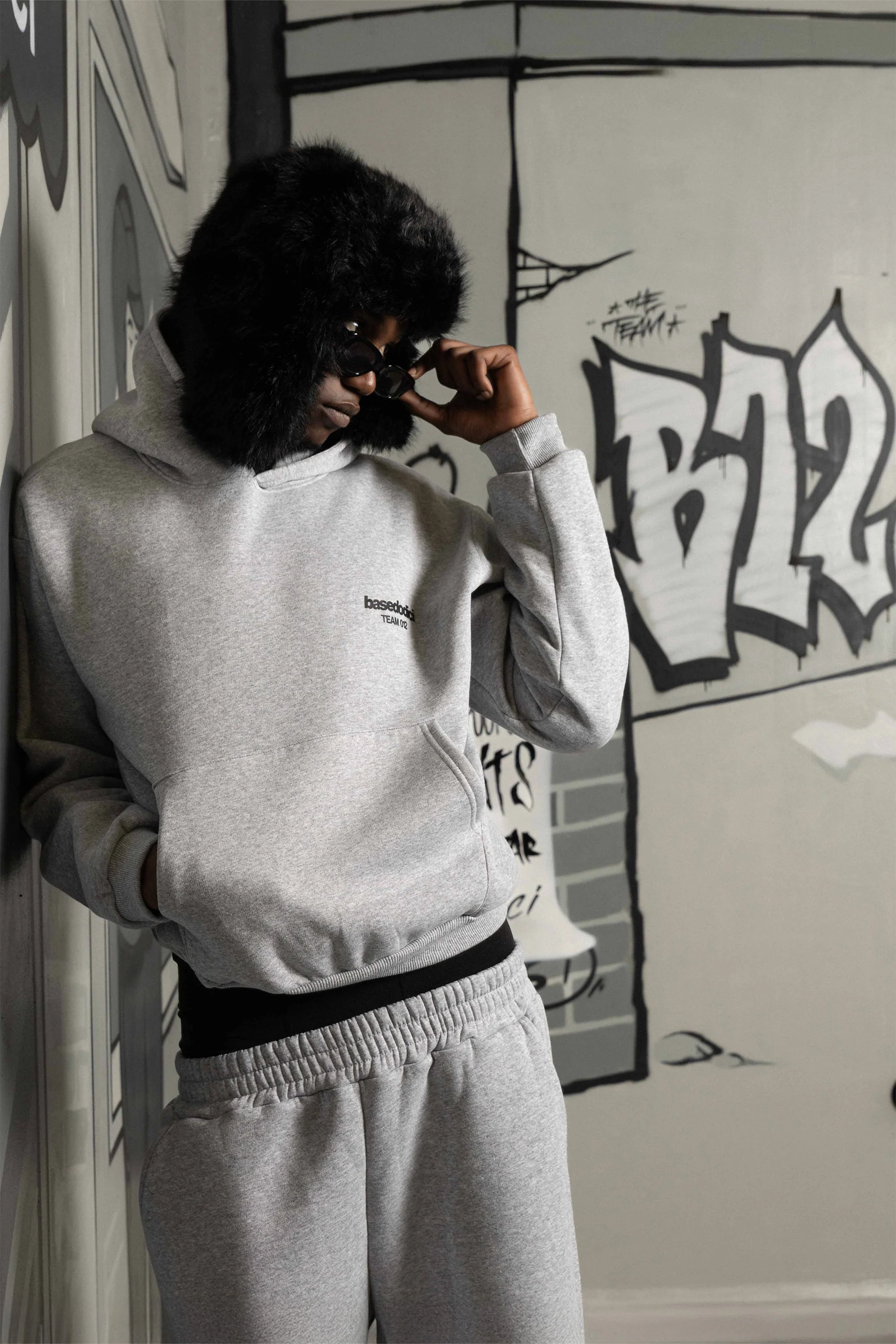 Hoodie "TEAM012" Back 12 AshGrey/Black - Image 5