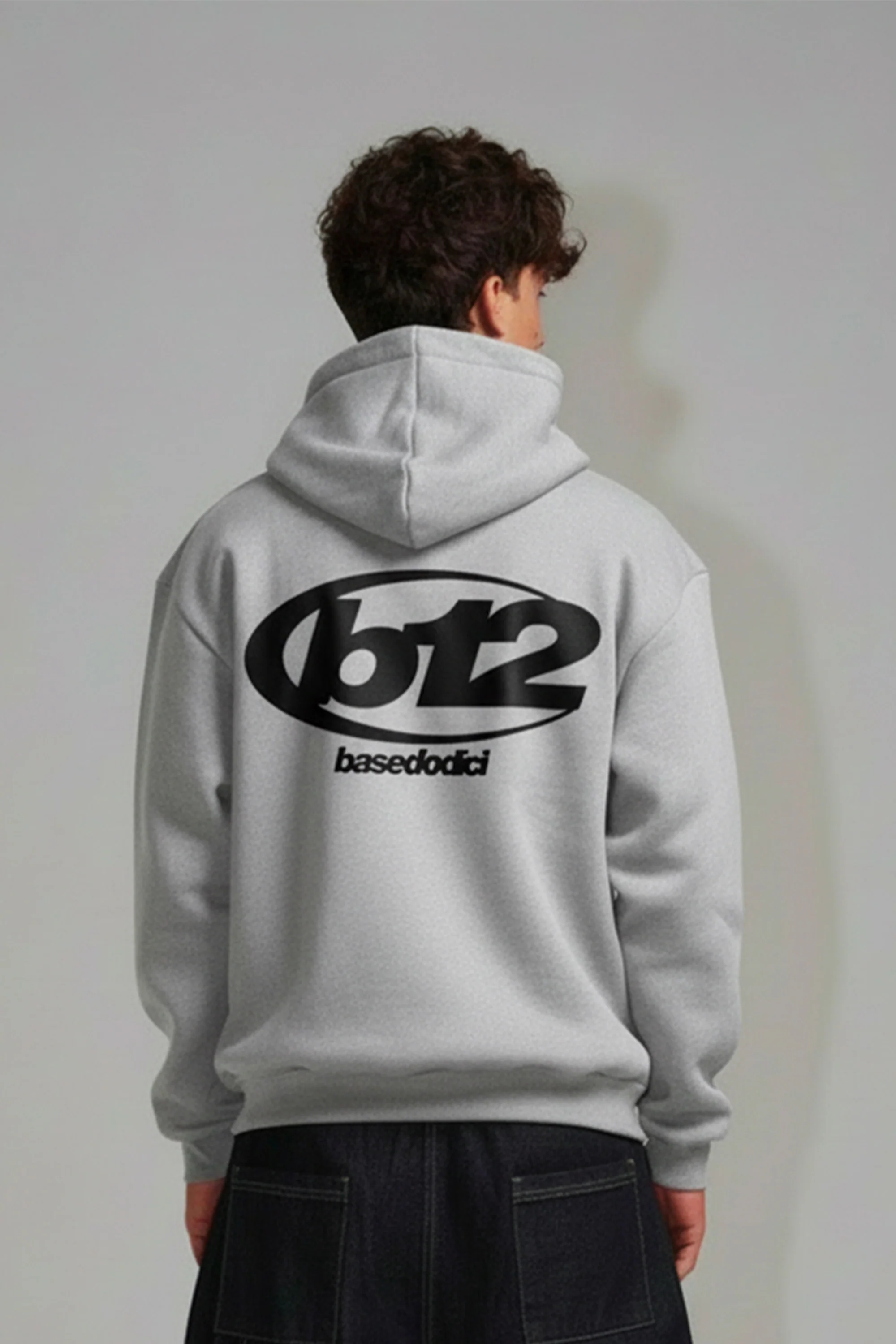 Hoodie "TEAM012" Back 12 AshGrey/Black - Image 6