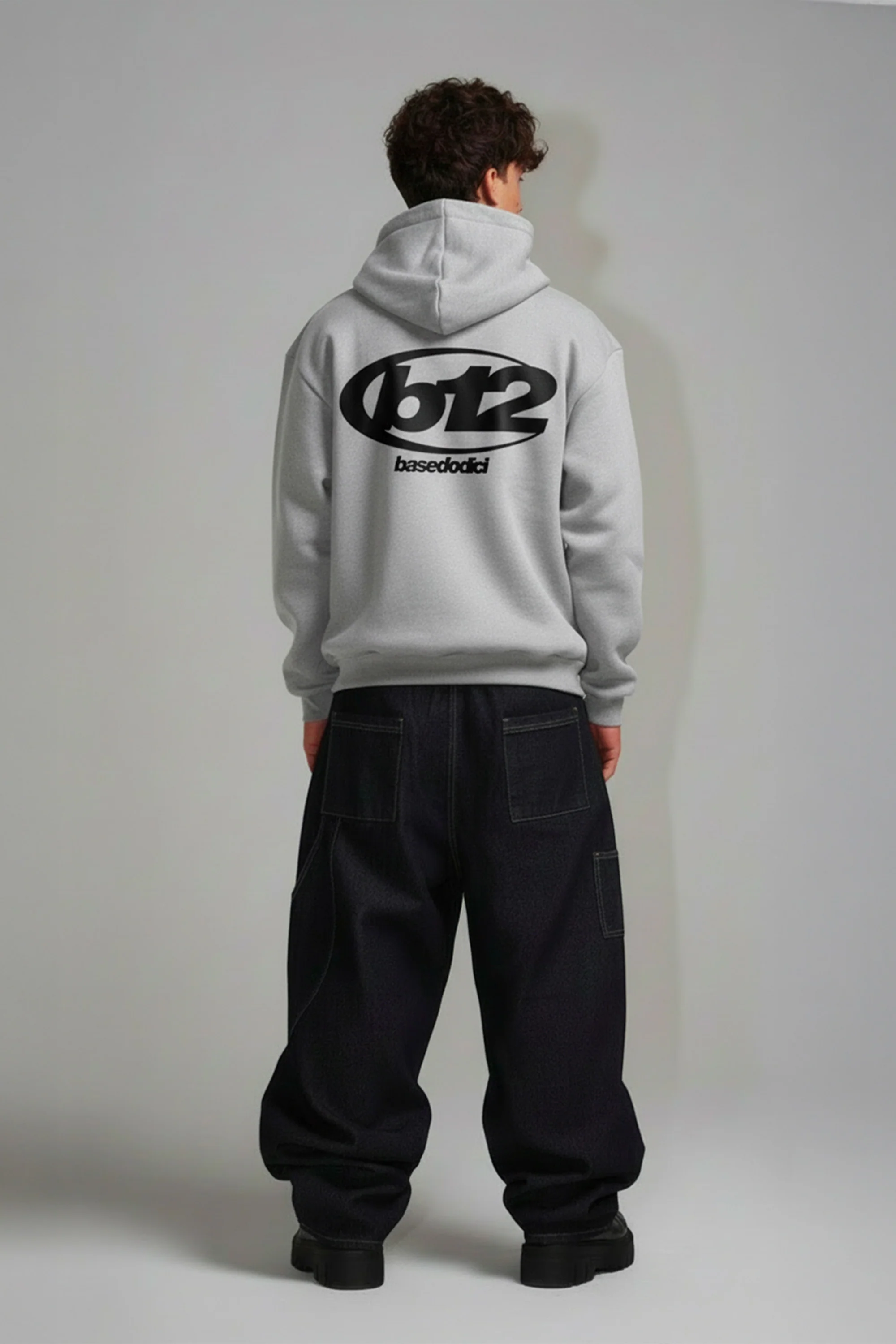 Hoodie "TEAM012" Back 12 AshGrey/Black - Image 7