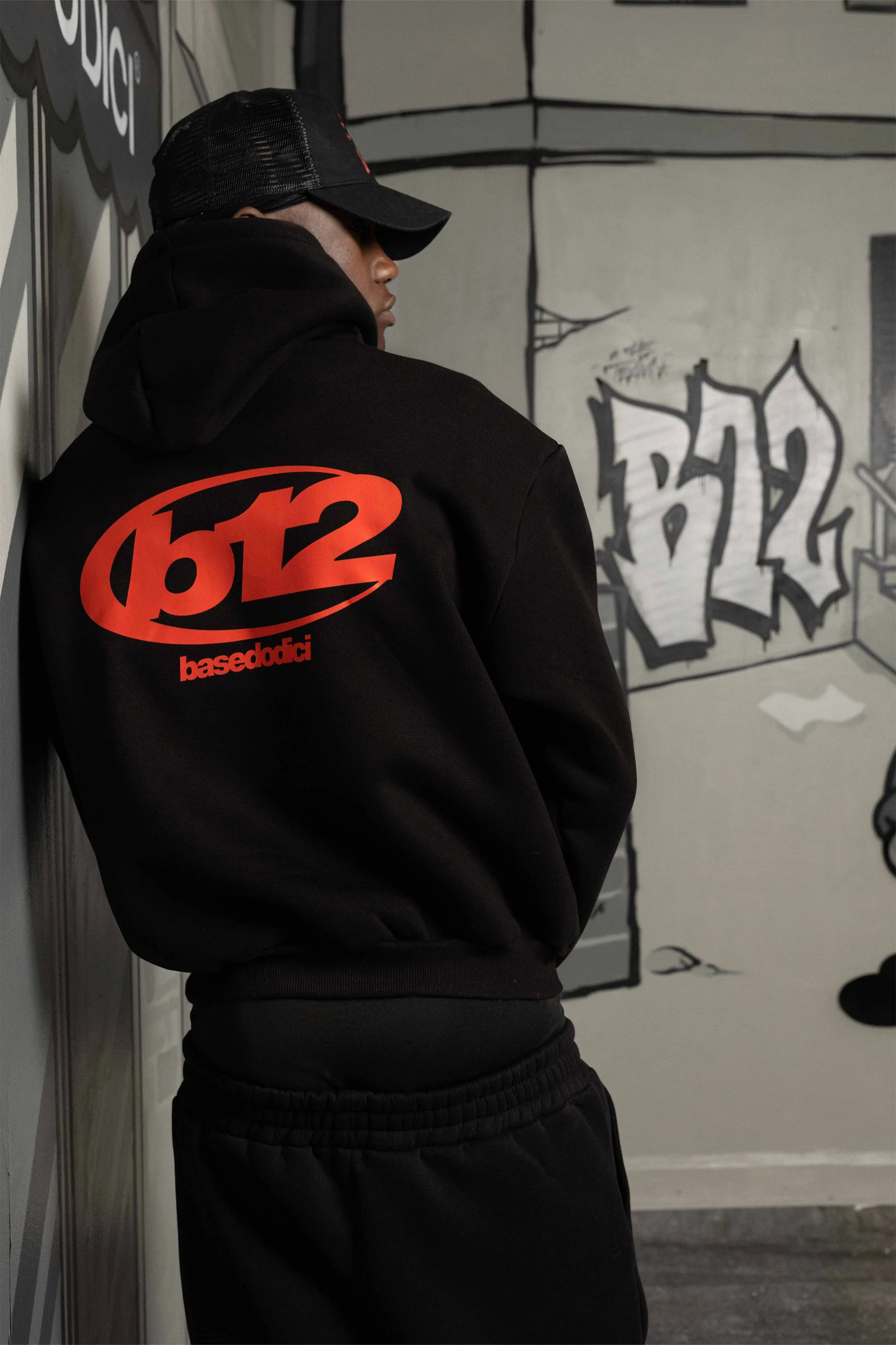 Hoodie "TEAM012" Back 12 Black/Red - Image 2