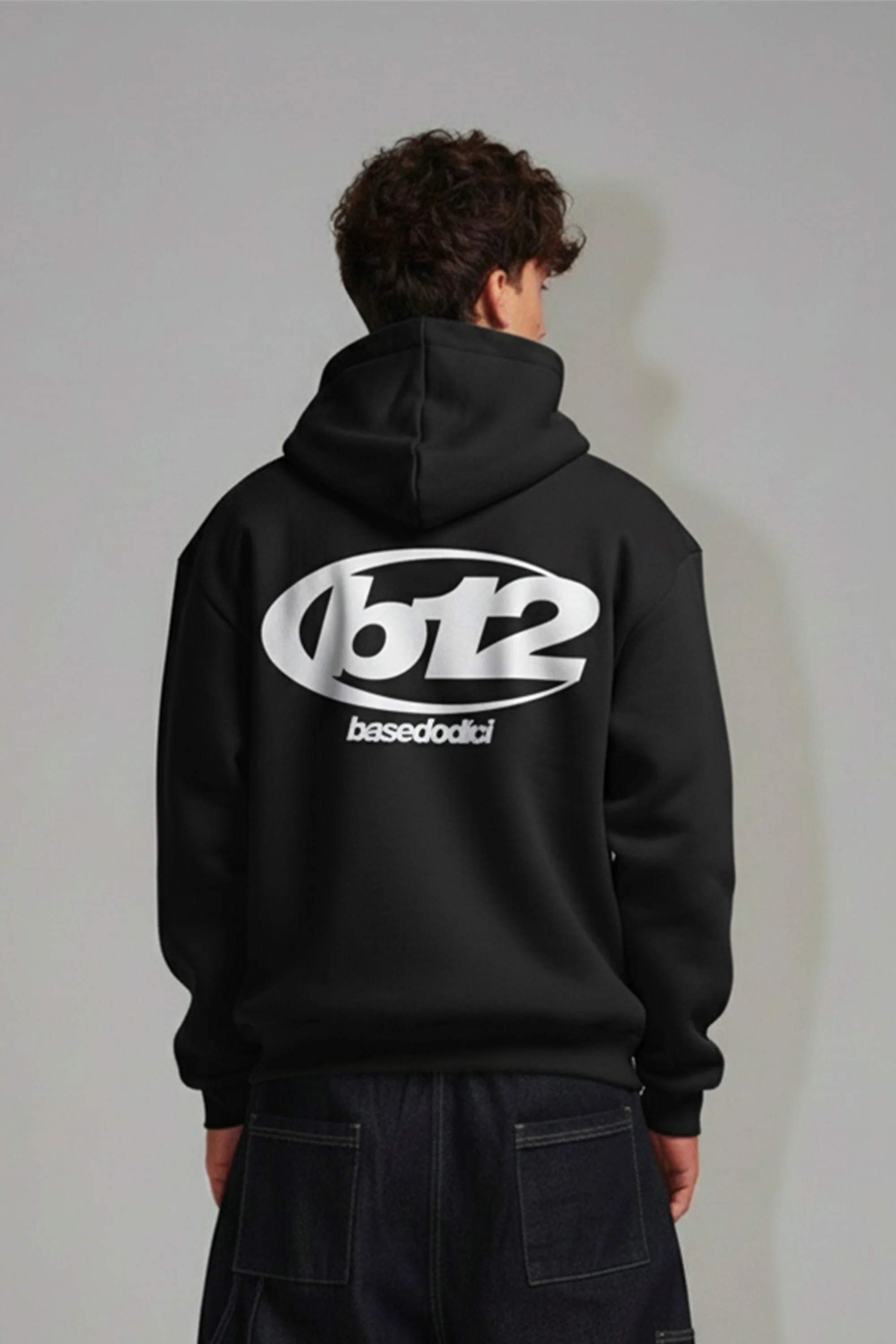 Hoodie "TEAM012" Back 12 Black/White - Image 5