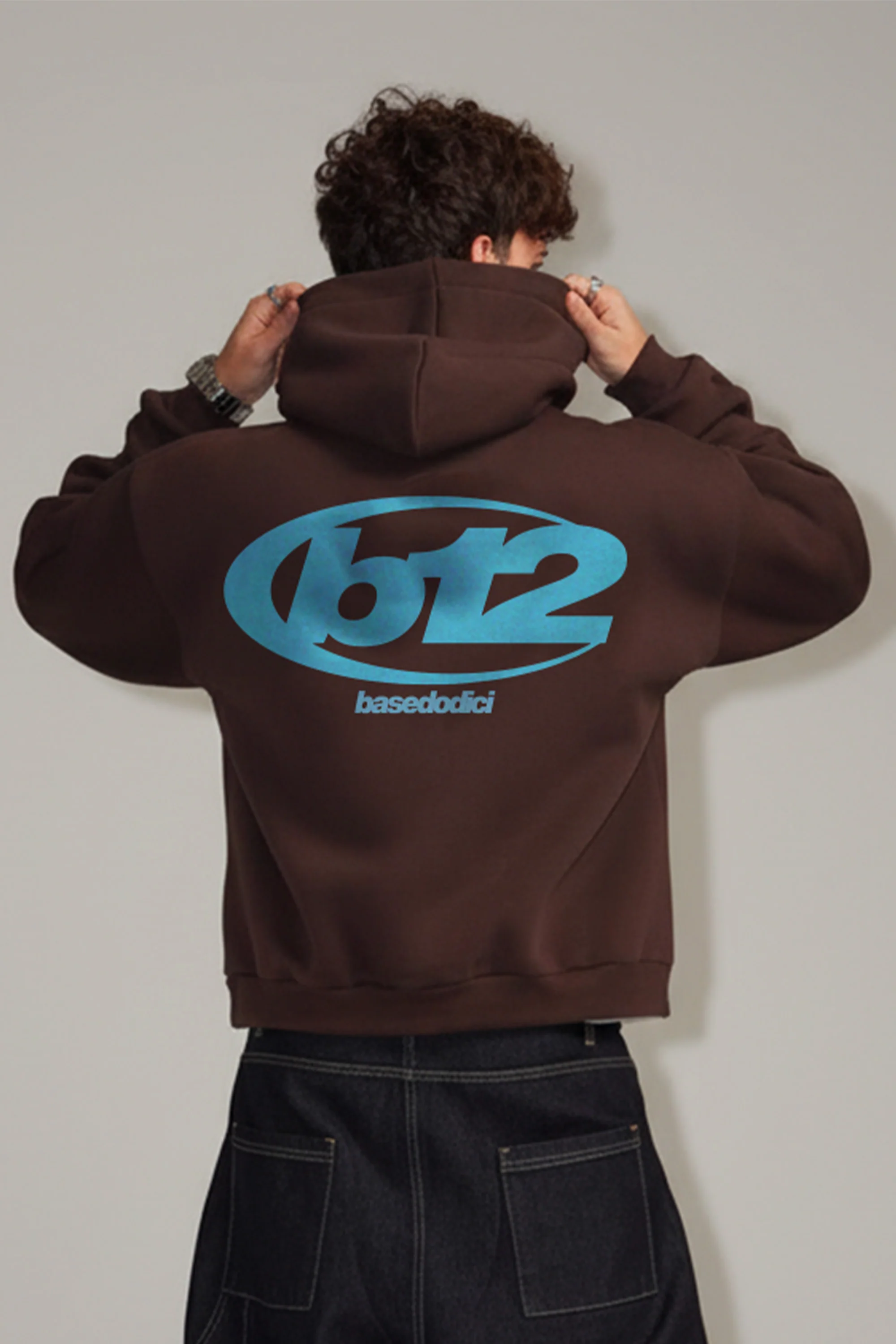 Hoodie "TEAM012" Back 12 Brown/Azure - Image 2