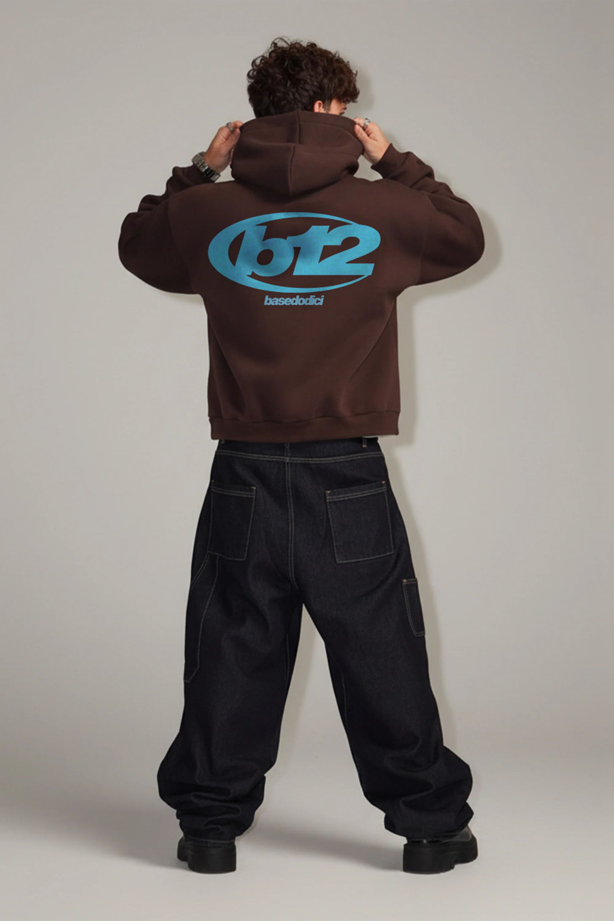 Hoodie "TEAM012" Back 12 Brown/Azure - Image 3