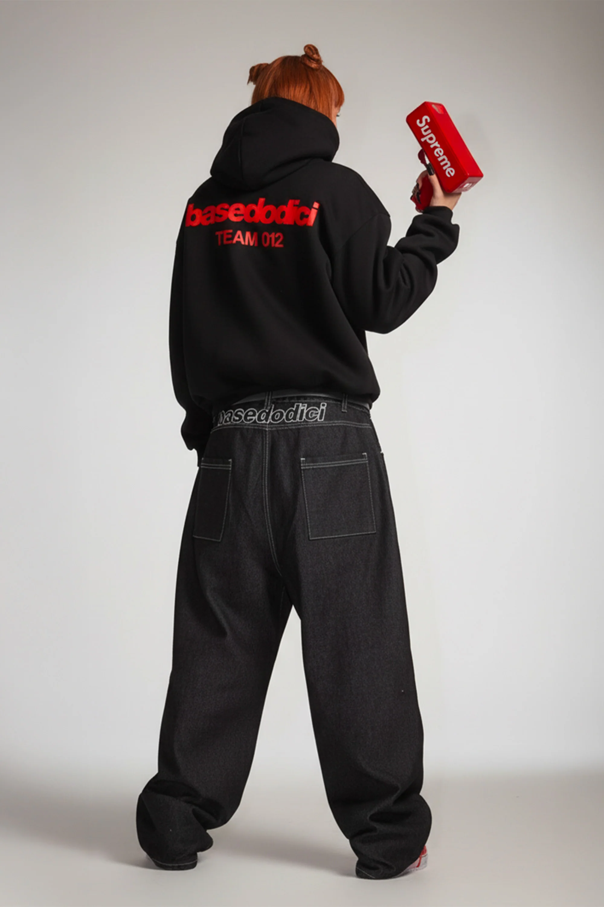 Hoodie "TEAM012" Back Logo Black/Red - Image 9