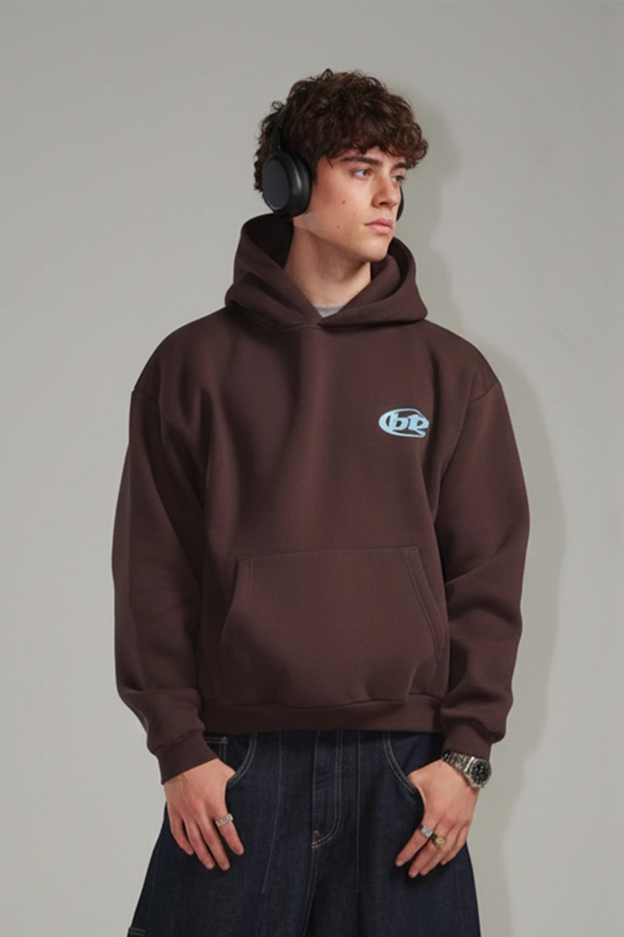 Hoodie "TEAM012" Back Logo Brown/Azure - Image 7