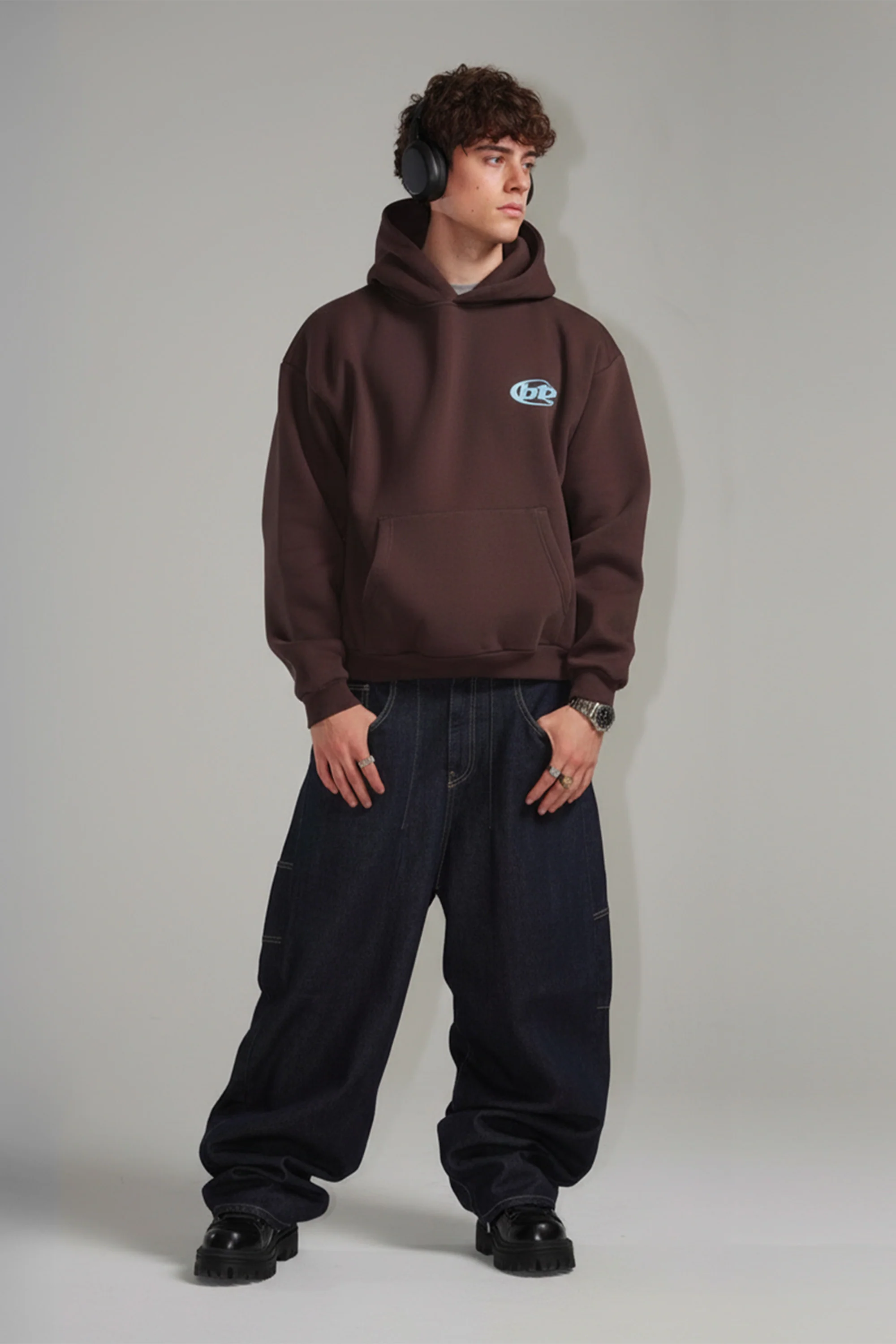 Hoodie "TEAM012" Back Logo Brown/Azure - Image 9