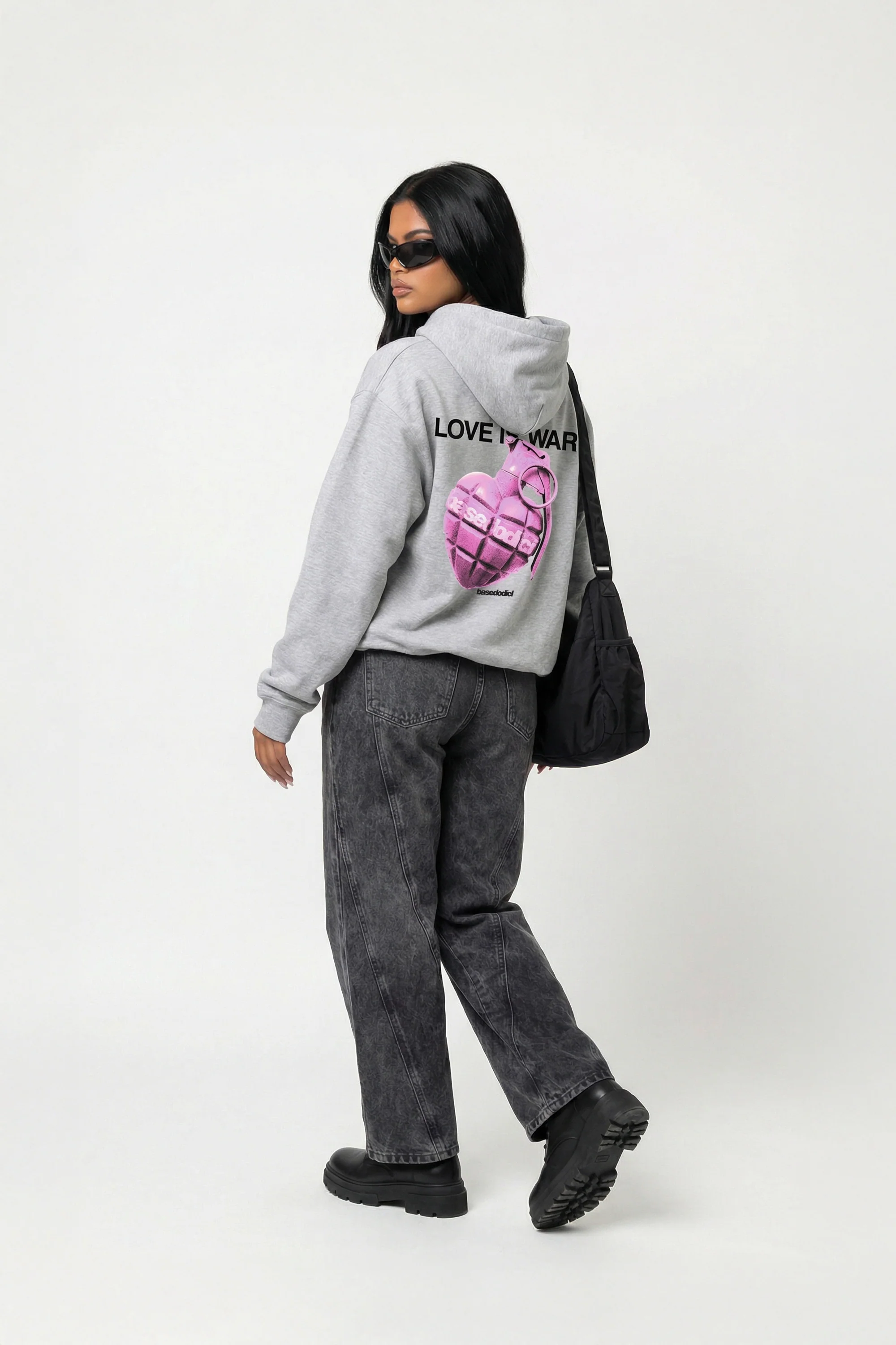 Hoodie "VALENTINE" LoveIsWar AshGrey - Image 3