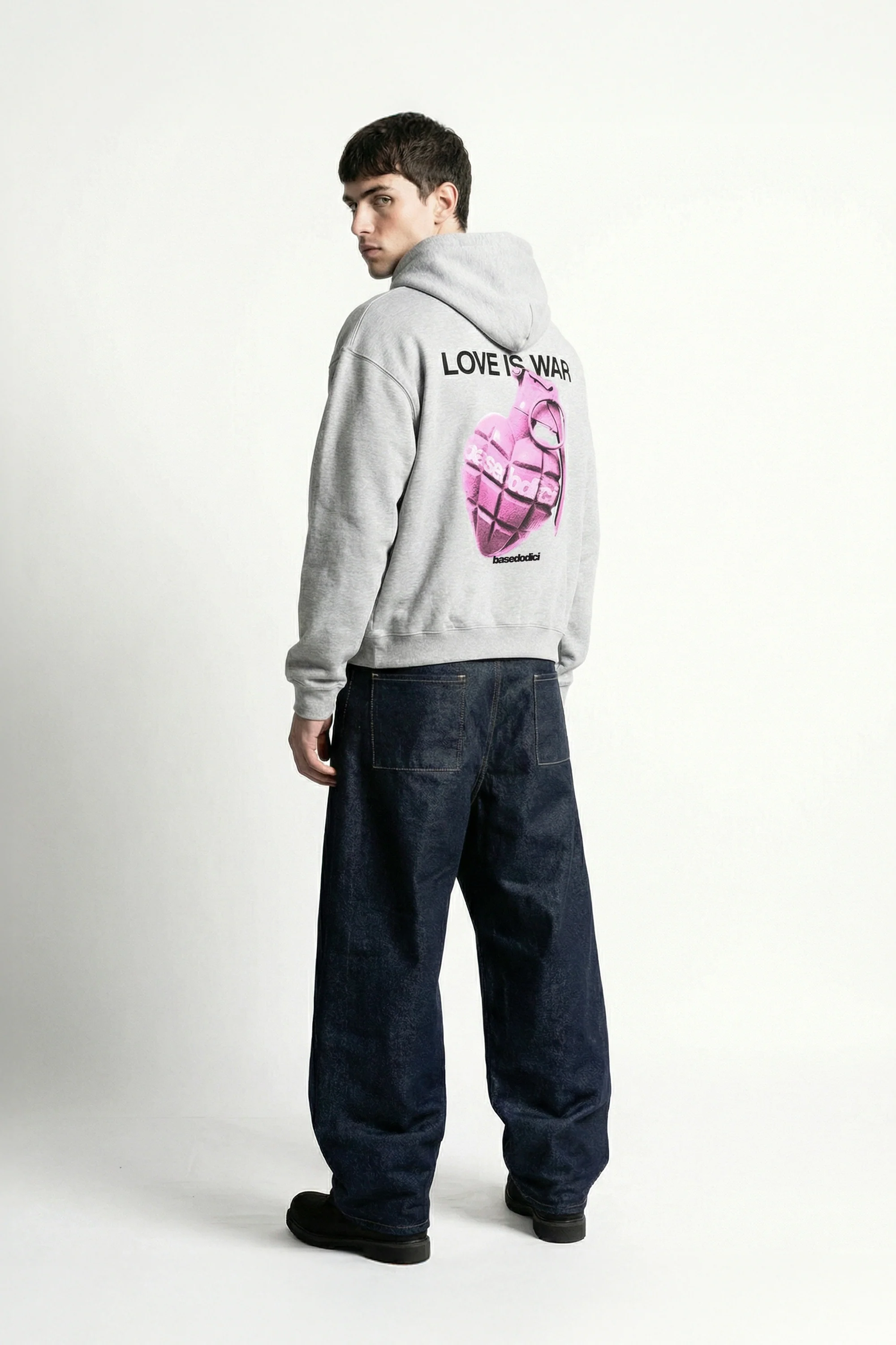 Hoodie "VALENTINE" LoveIsWar AshGrey - Image 4