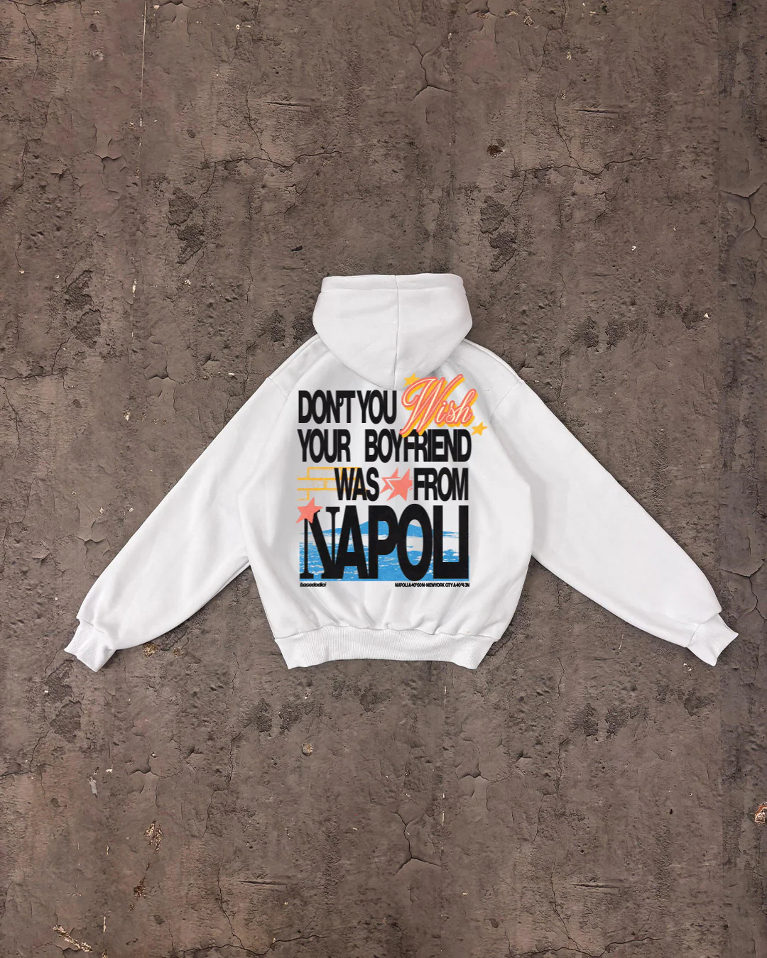 Hoodie “WISHYOUR” Boyfriend White/Multi - Image 4