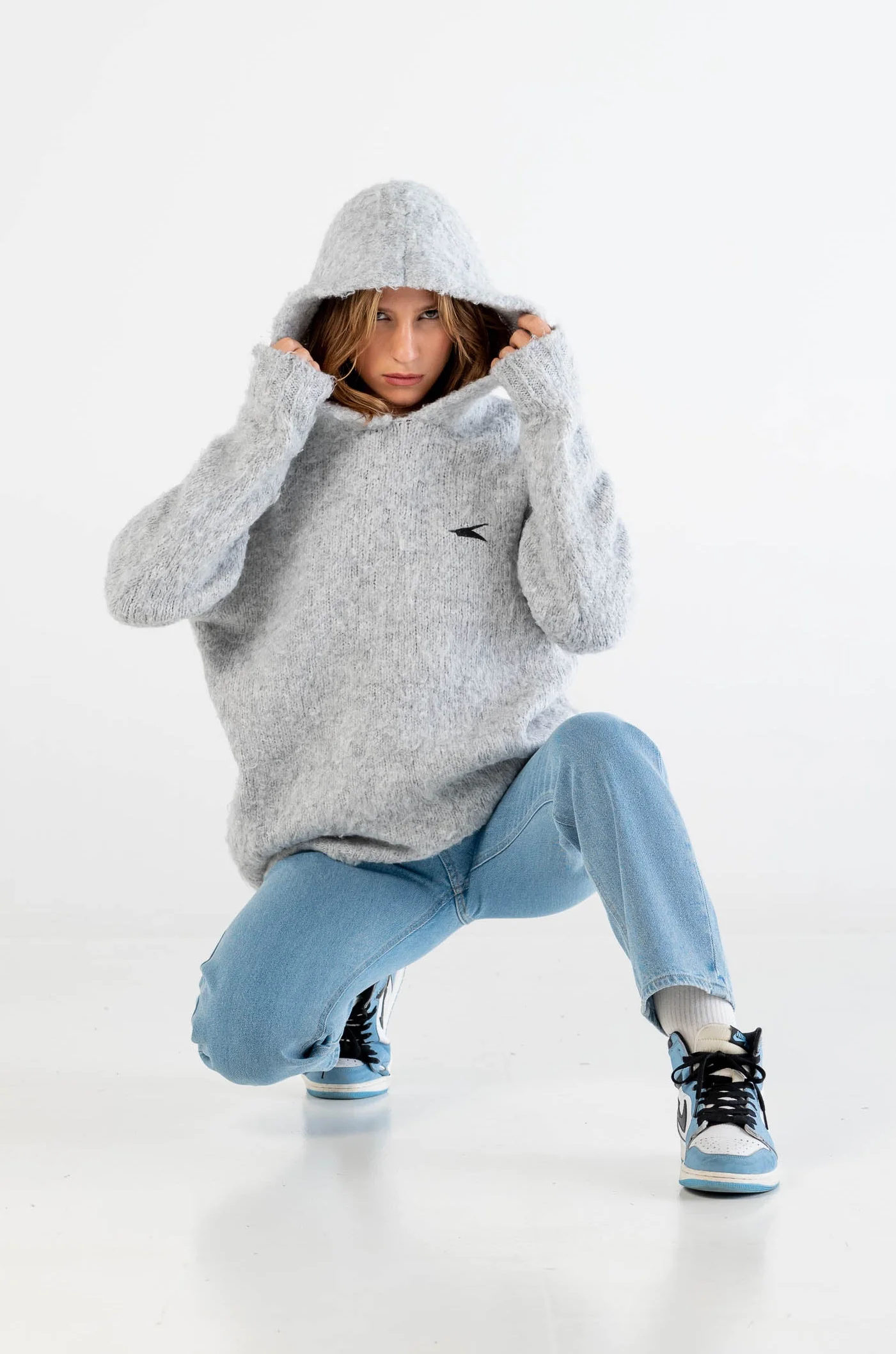 Knit Hoodie “DYSTOPIA” Grey - Image 10