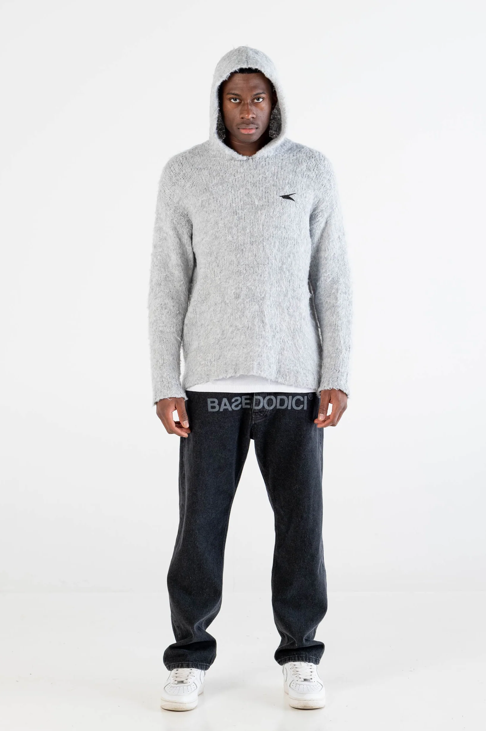 Knit Hoodie “DYSTOPIA” Grey - Image 3