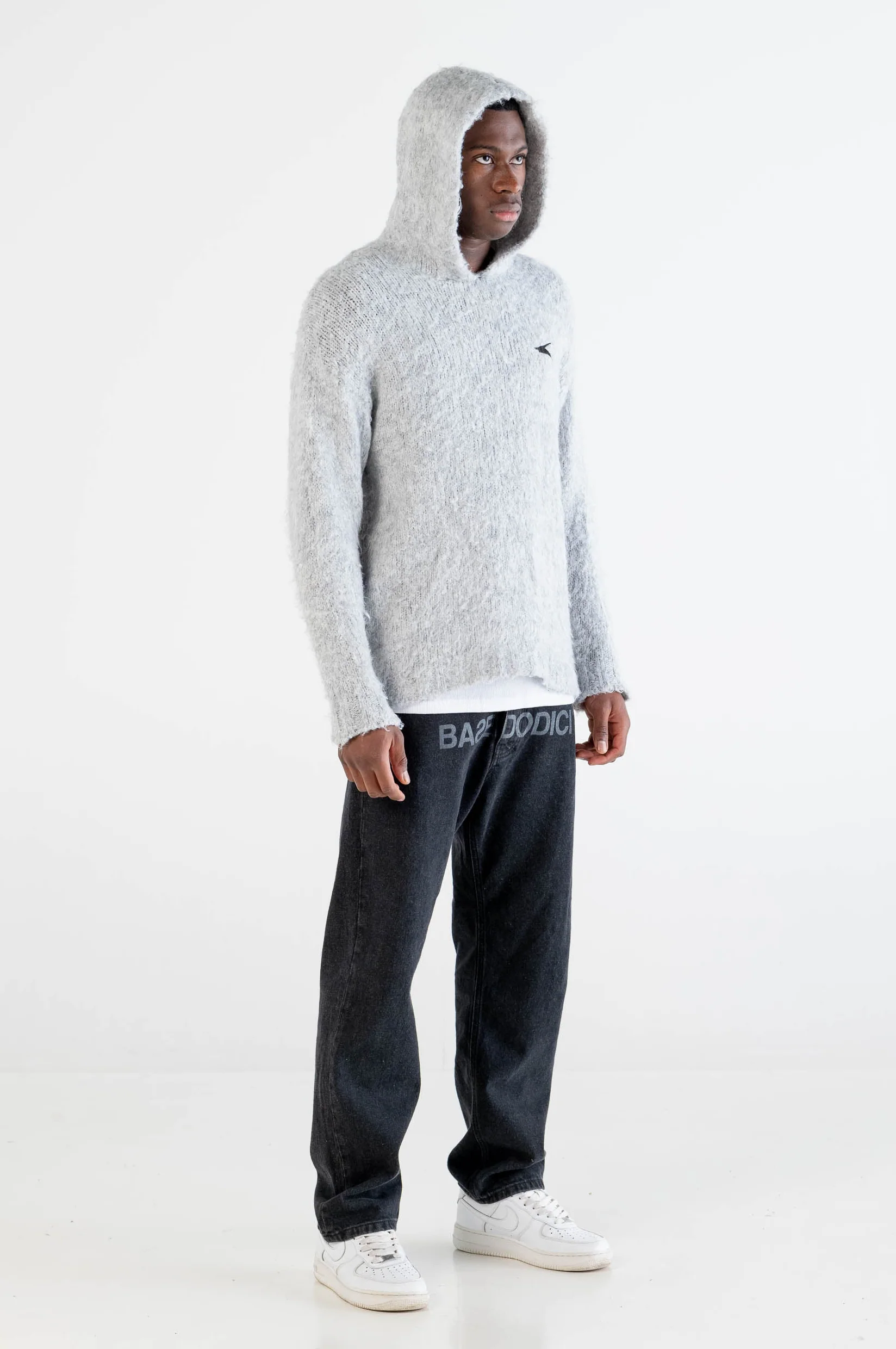 Knit Hoodie “DYSTOPIA” Grey - Image 4
