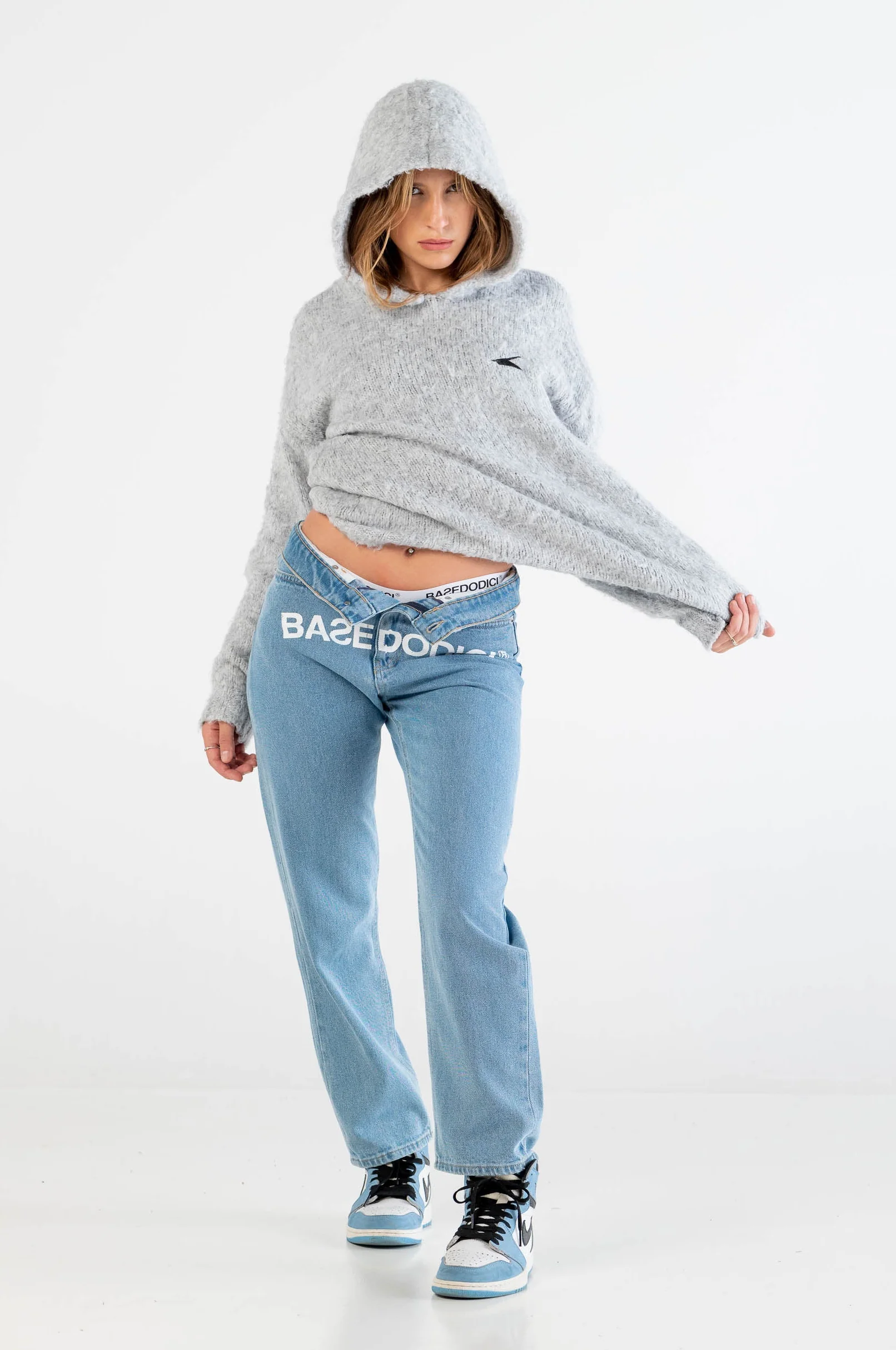 Knit Hoodie “DYSTOPIA” Grey - Image 6