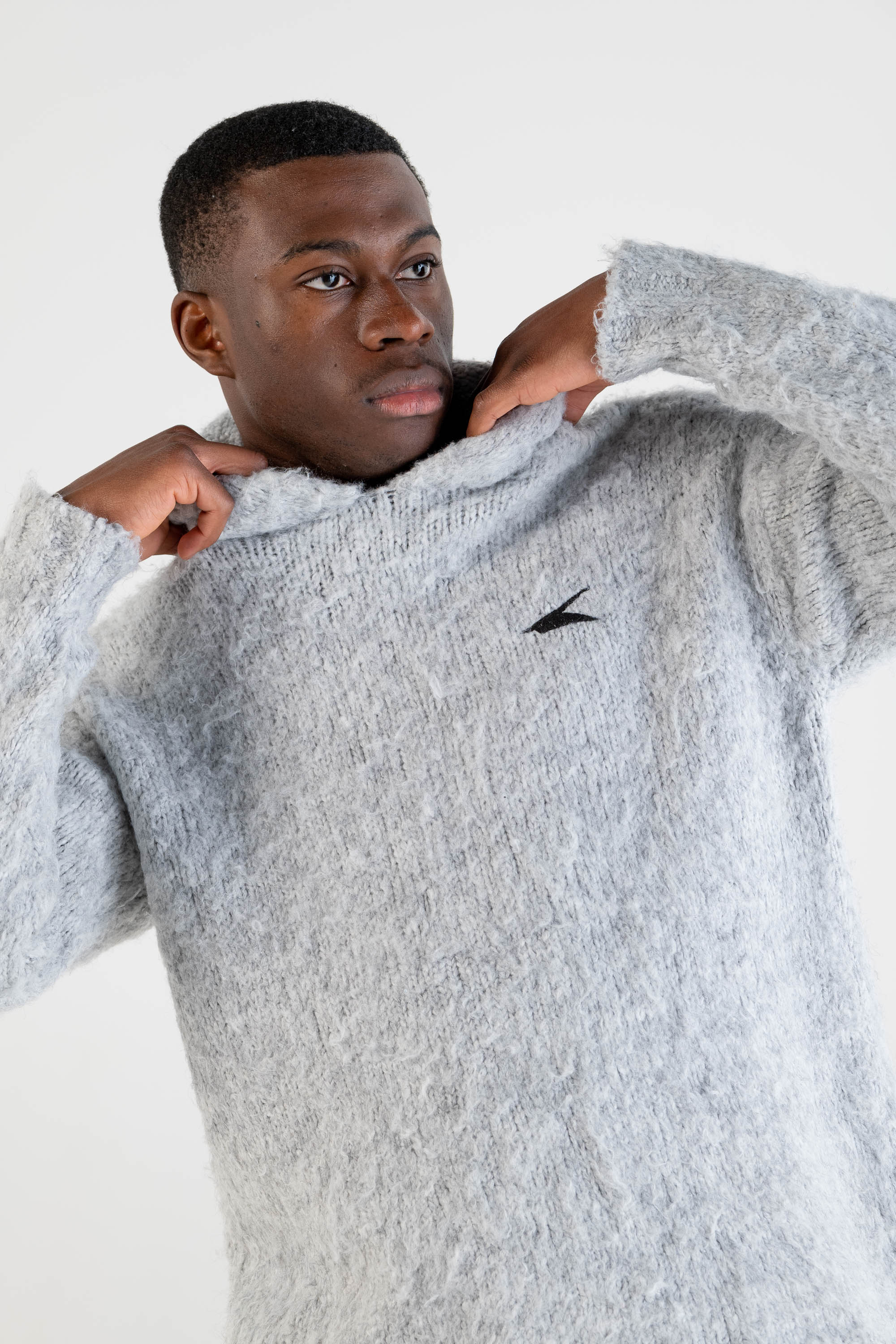 Knit Hoodie “DYSTOPIA” Grey - Image 7