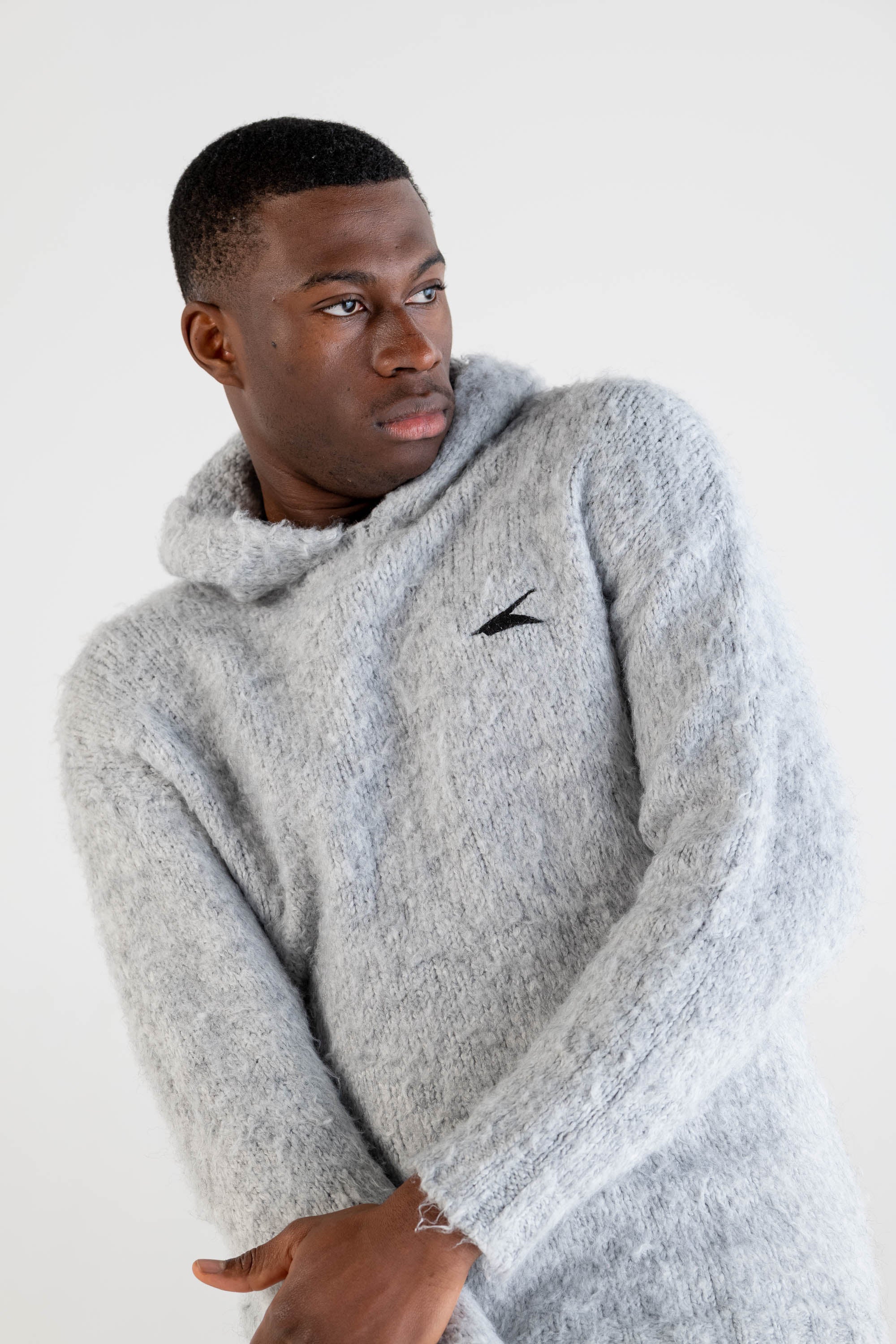 Knit Hoodie “DYSTOPIA” Grey - Image 9