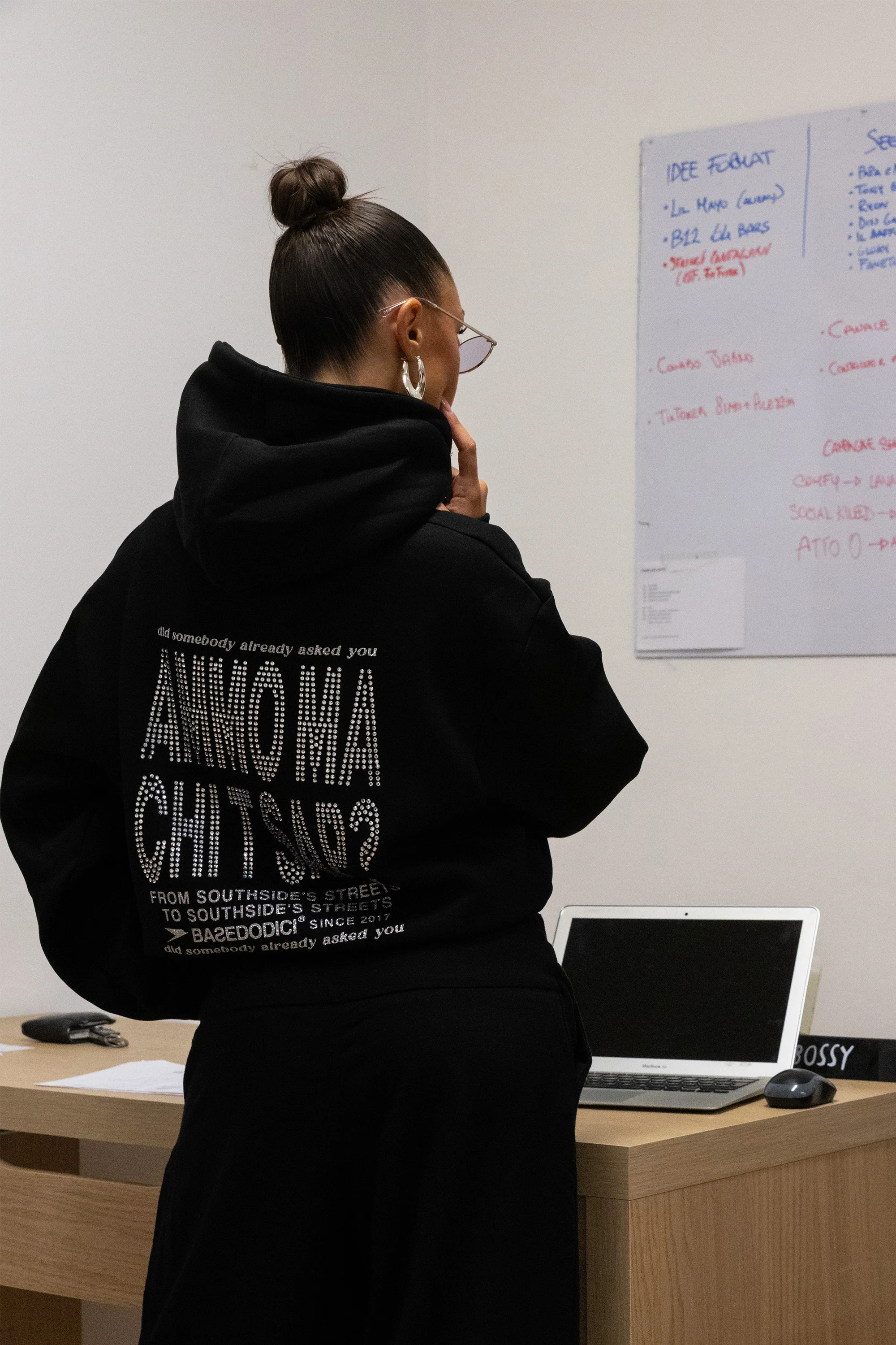 LIMITED EDITION - Hoodie "AMMO" CHI'T'SAP Black/Strass - Image 2