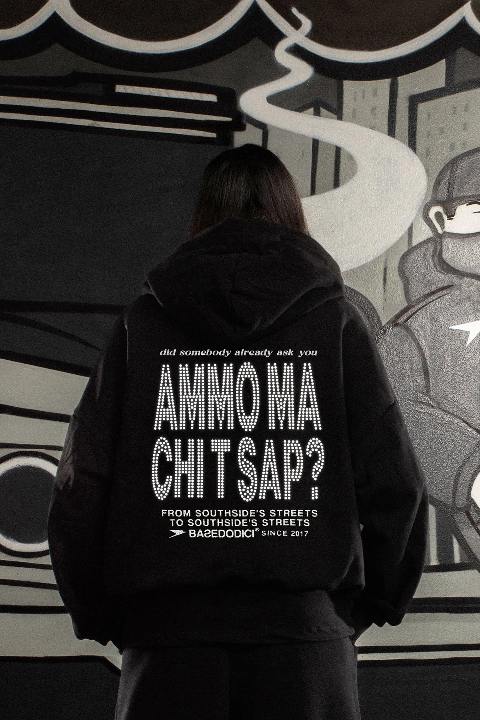 LIMITED EDITION - Hoodie "AMMO" CHI'T'SAP Black/Strass - Image 6