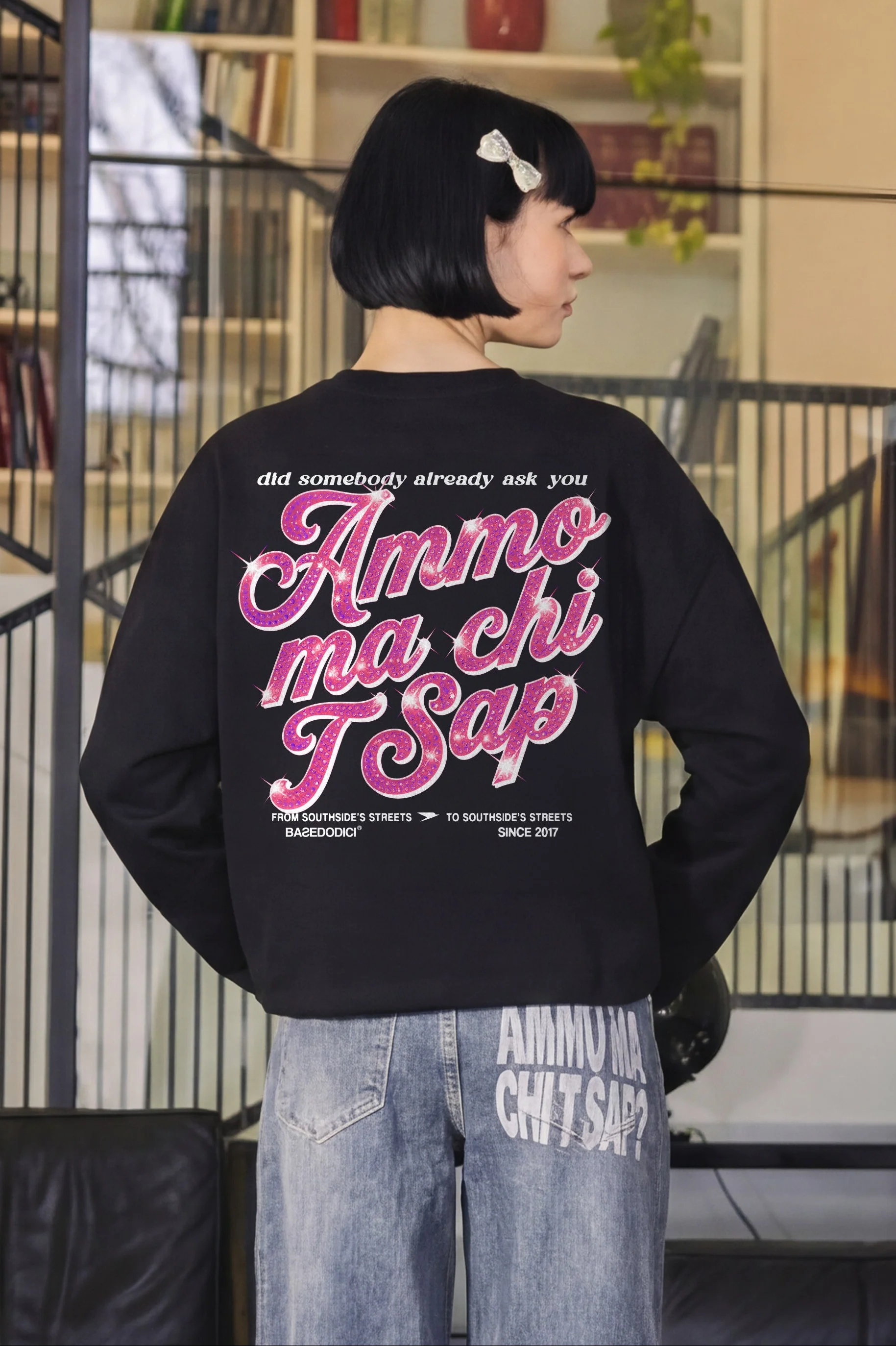 Longsleeve "AMMO" CHI'T'SAP Black/GlitterPinkItalic - Image 2
