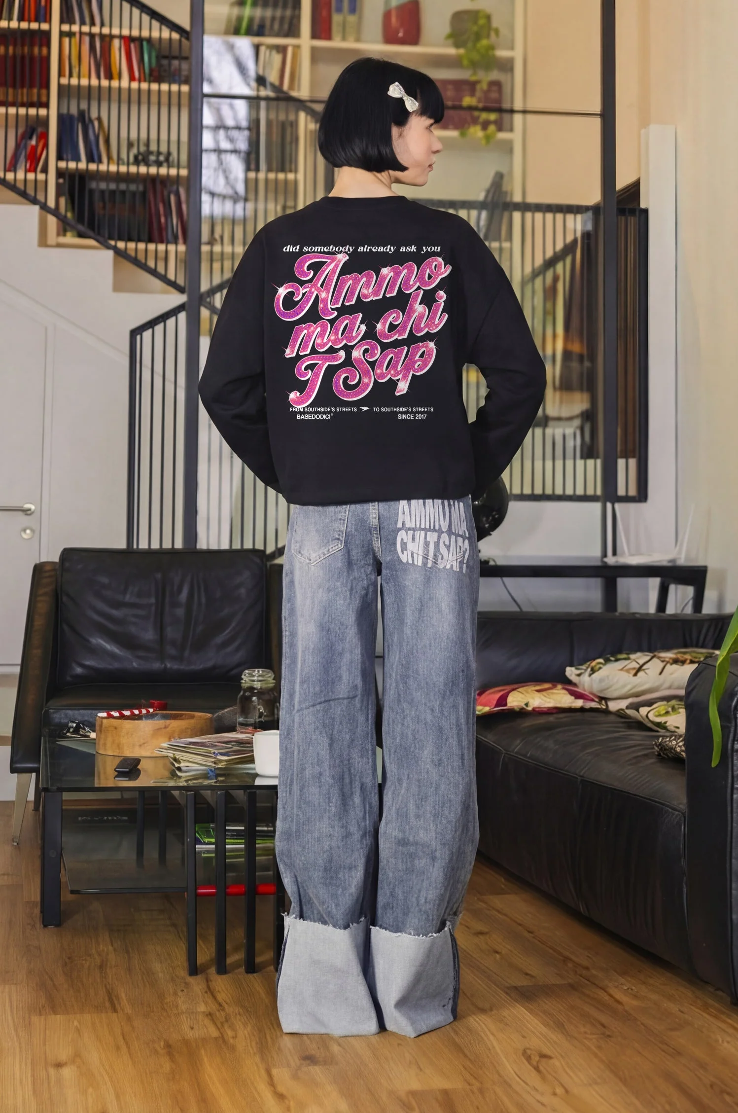 Longsleeve "AMMO" CHI'T'SAP Black/GlitterPinkItalic - Image 4