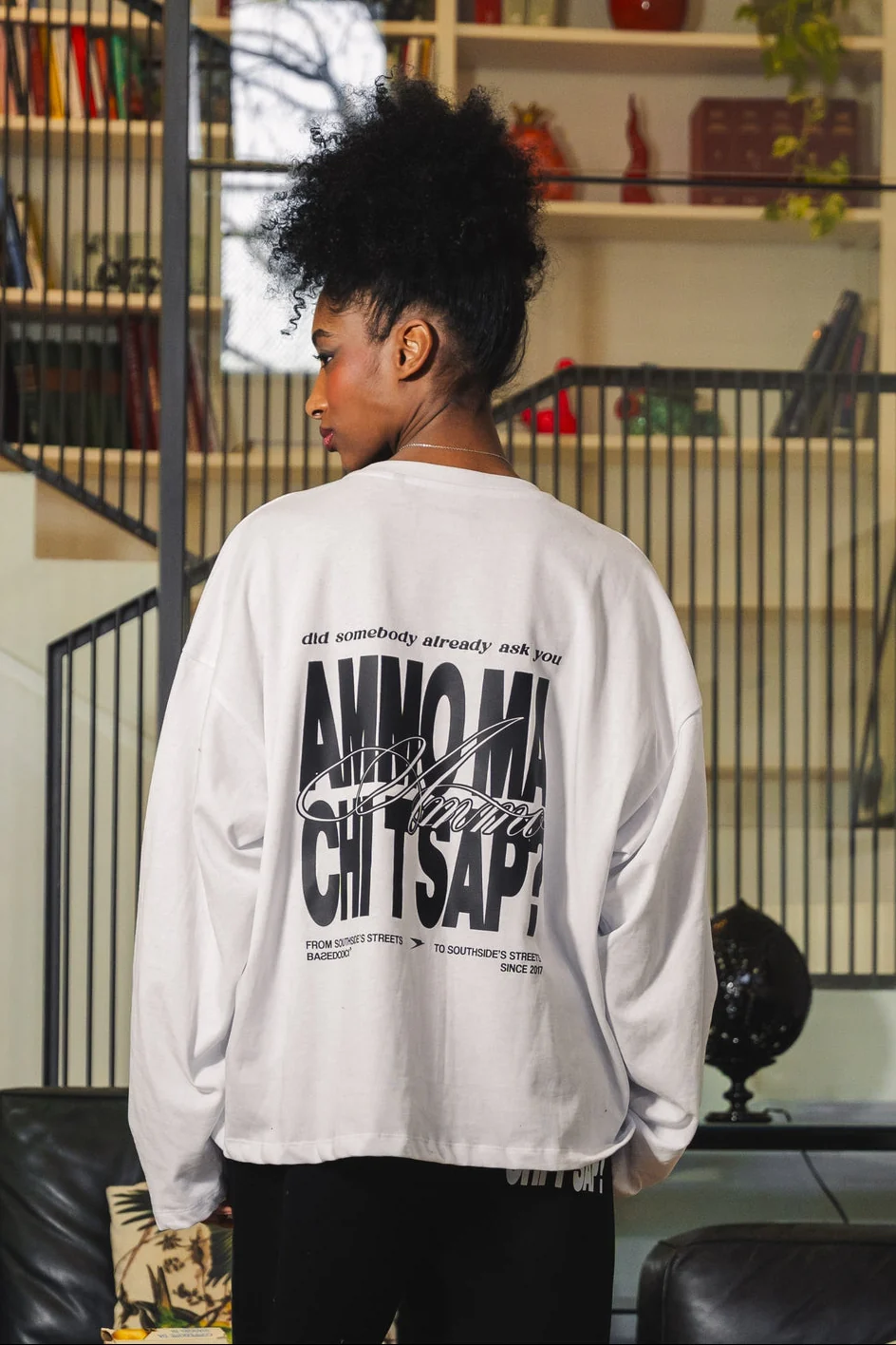 Longsleeve "AMMO" CHI'T'SAP White/BasicScript - Image 2