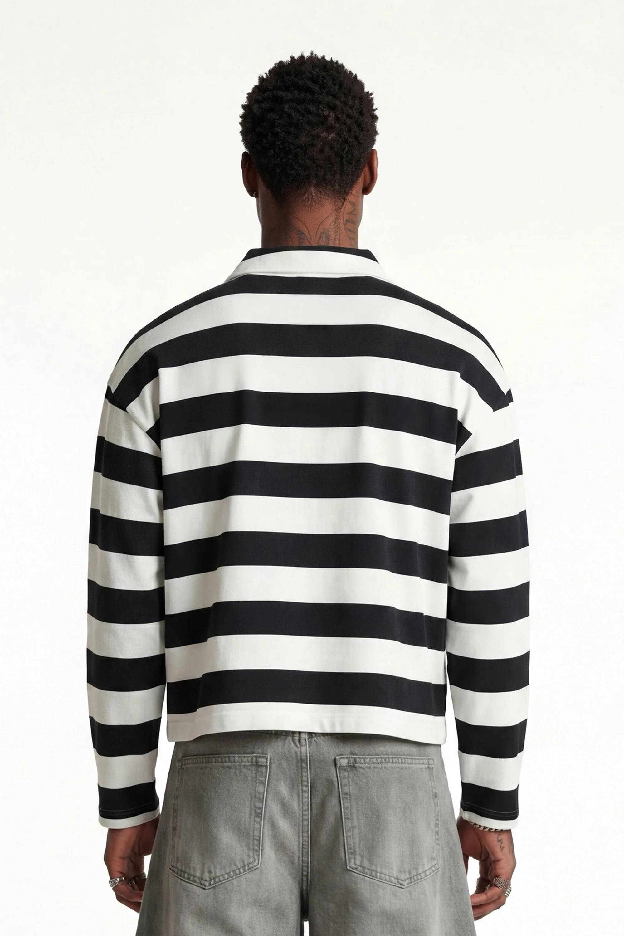 Polo Longsleeve "FOR DREAMERS" Rudeboy Stripe Black - Image 3