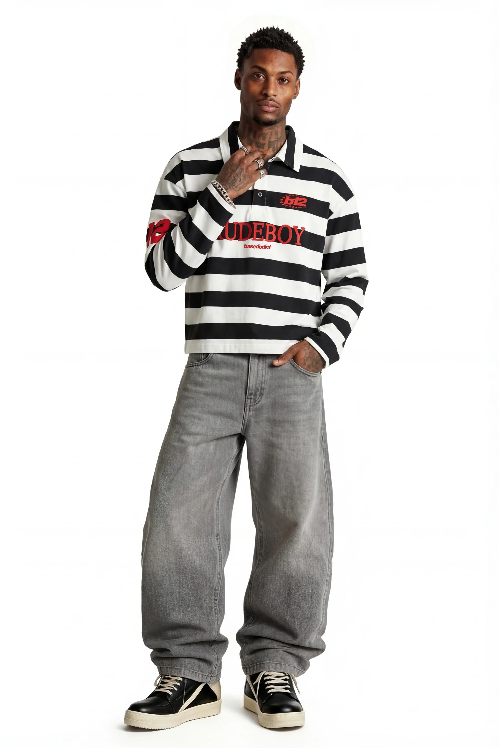 Polo Longsleeve "FOR DREAMERS" Rudeboy Stripe Black - Image 5