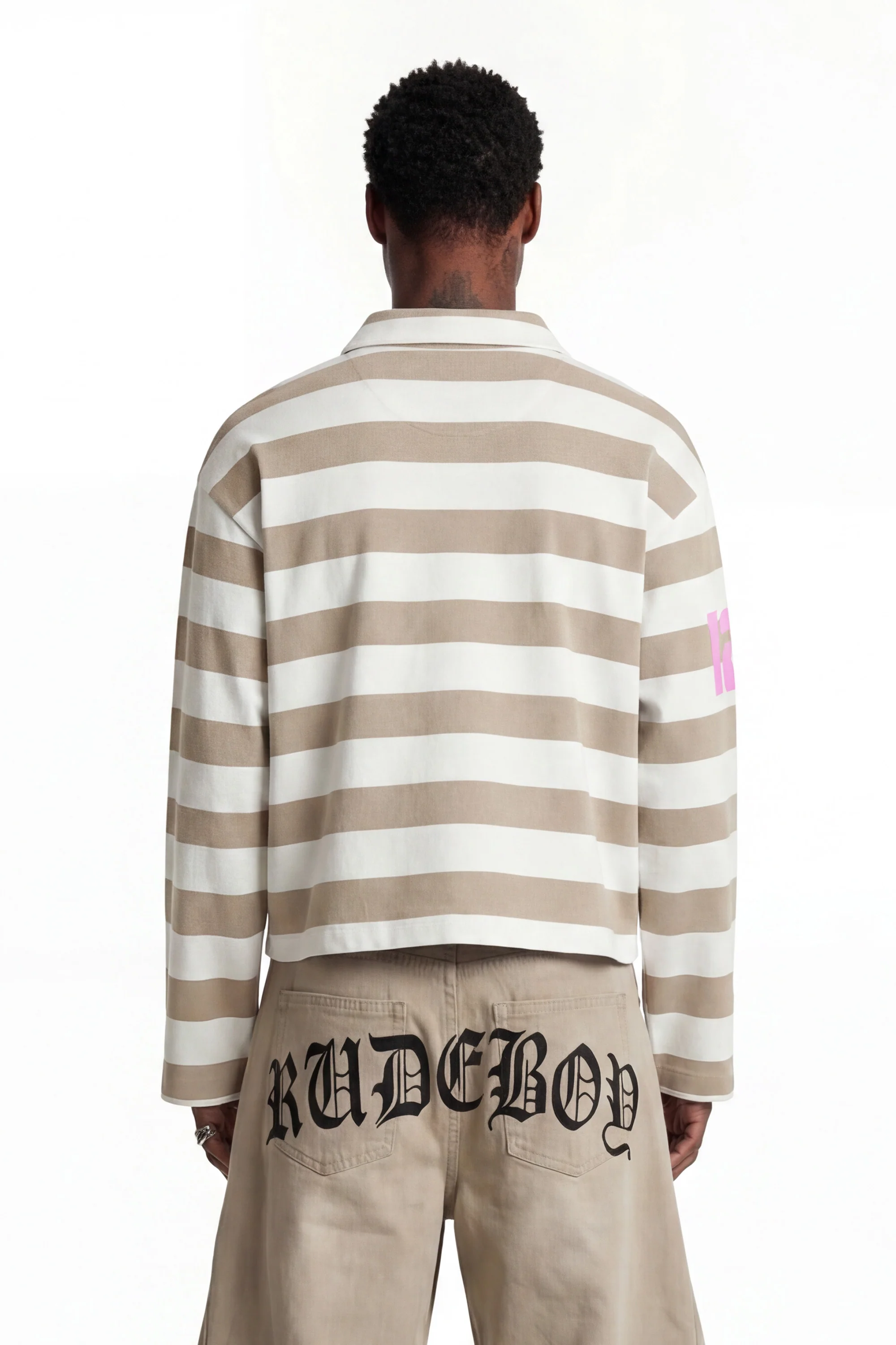 Polo Longsleeve "FOR DREAMERS" Rudeboy Stripe Beige - Image 4