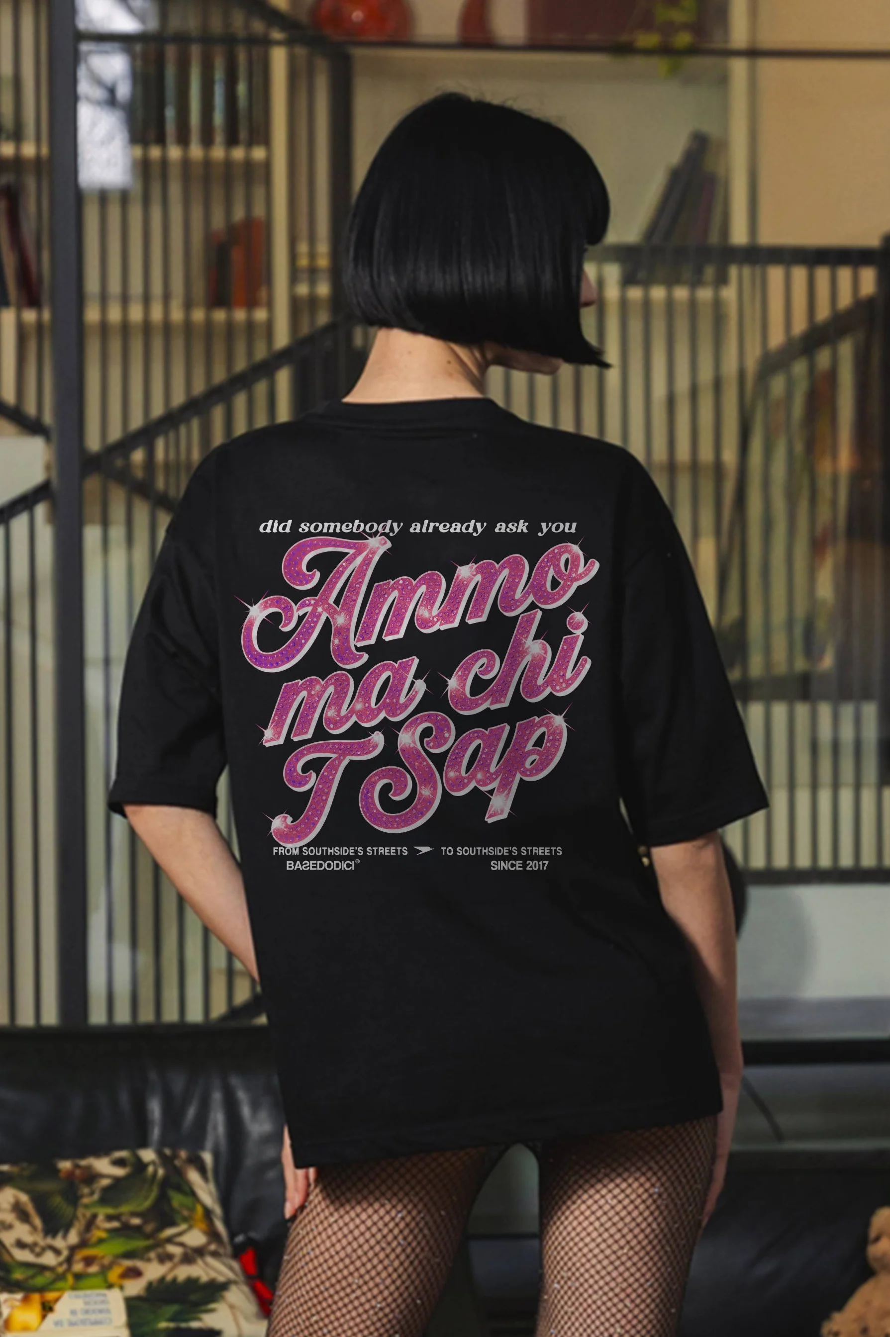 T-Shirt "AMMO" CHI'T'SAP Black/GlitterPinkItalic - Image 2