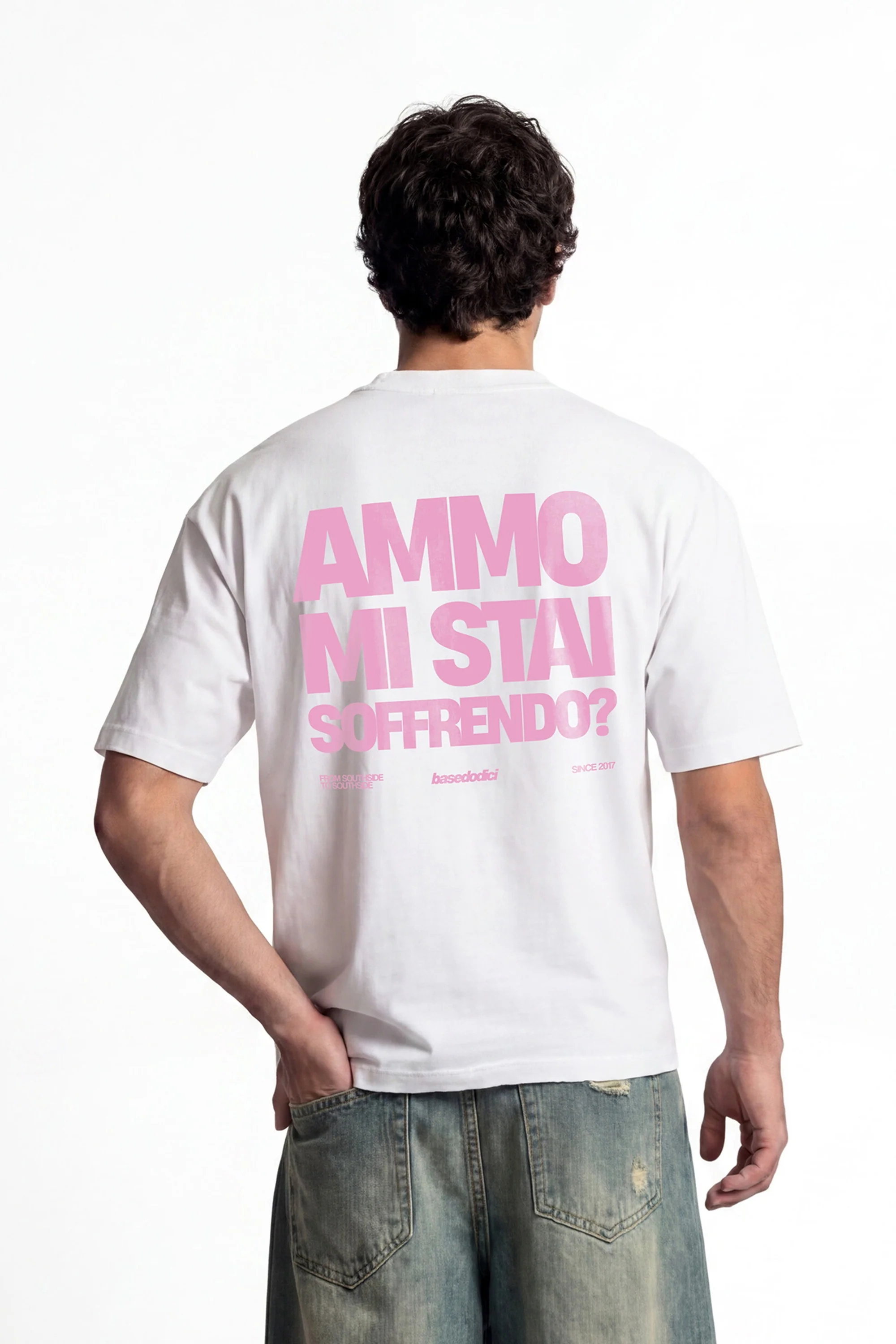T-Shirt "COPY&PASTE" MiStaiSoffrendo White/Pink - Image 4